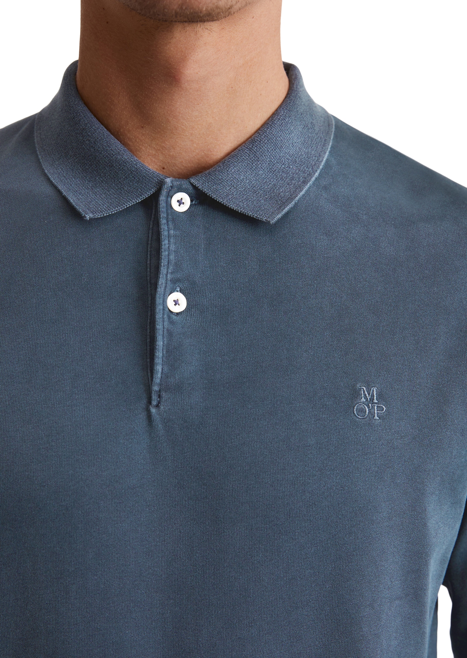 Marc O'Polo Langarm-Poloshirt im Washed-Look