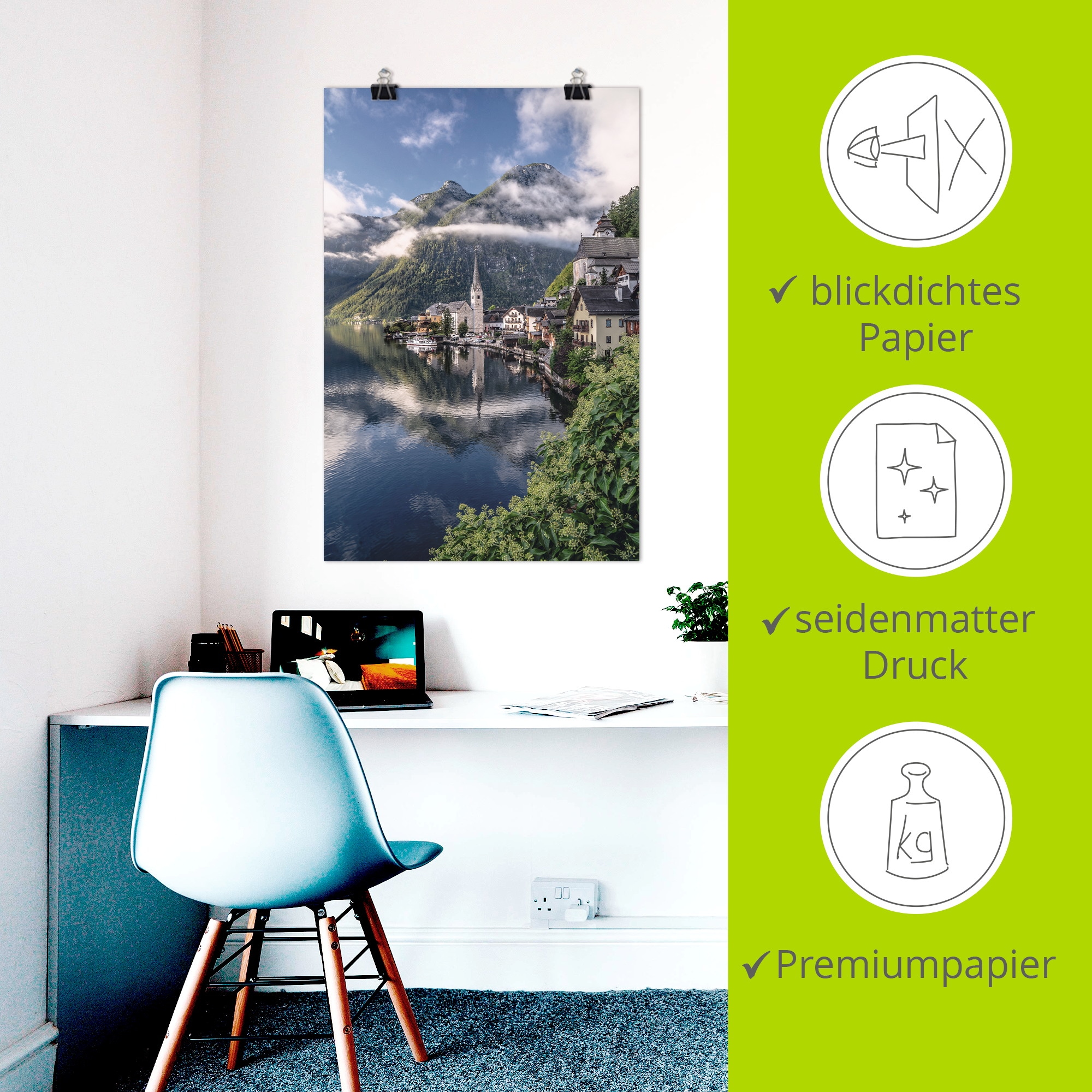 Artland Wandbild »Sommer in Hallstatt im Salzkammergut« Gewässer 1 Stk. tlg. als Alubild, Leinwandbild, Poster, Wandaufkleber in verschied. Größen