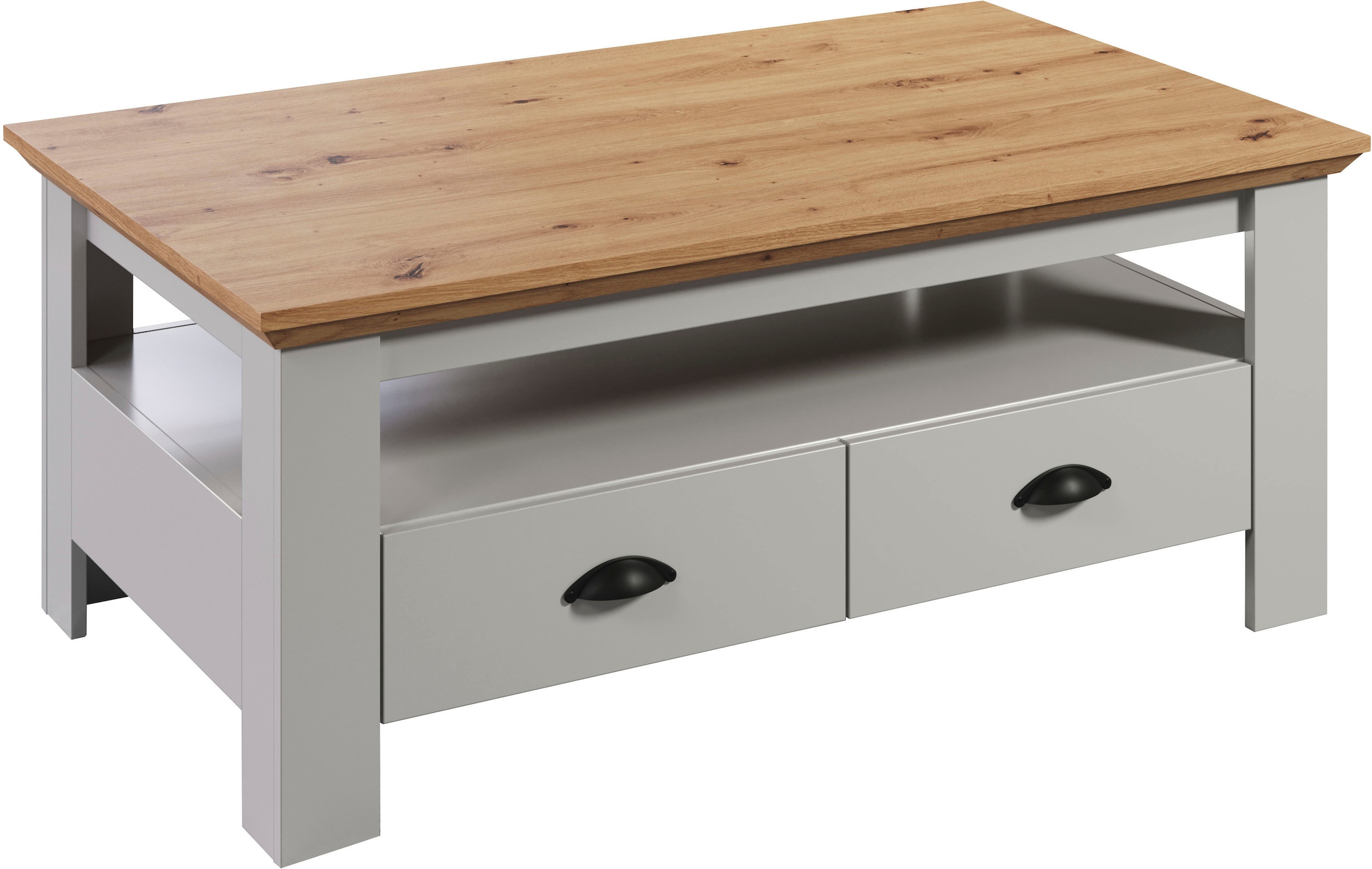 Home affaire Couchtisch »Herzwill«, eckiger Couchtisch, Breite 110 cm, Höhe 45 cm, 2 Schubfächer, 1 Fach