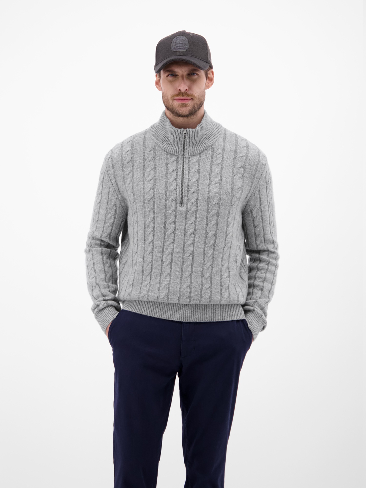 LERROS Strickpullover »Troyer mit Zopfmuster - Klassik trifft Coolness«