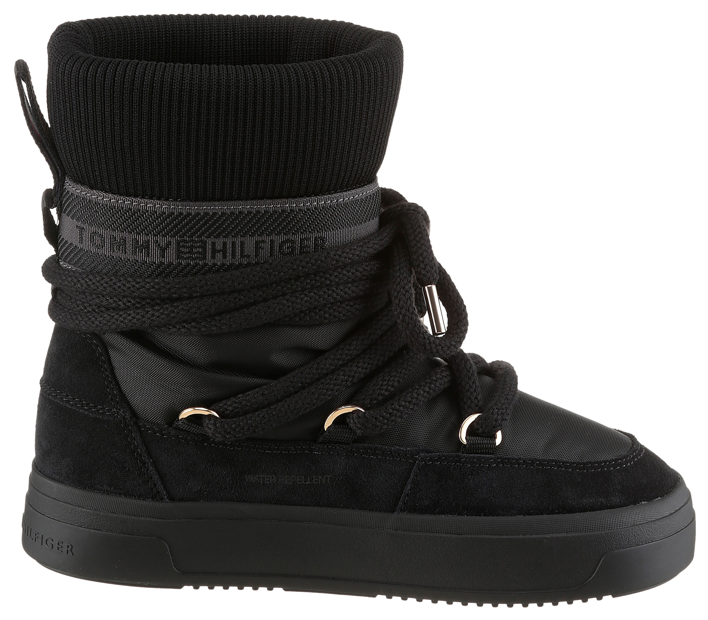 Tommy Hilfiger Schnürboots »TOMMYTECH LOGOTAPE SNOWBOOT WARM«  , Plateau, Schnürboots, Outdoorschuh, Textilband mit Logoschriftzug