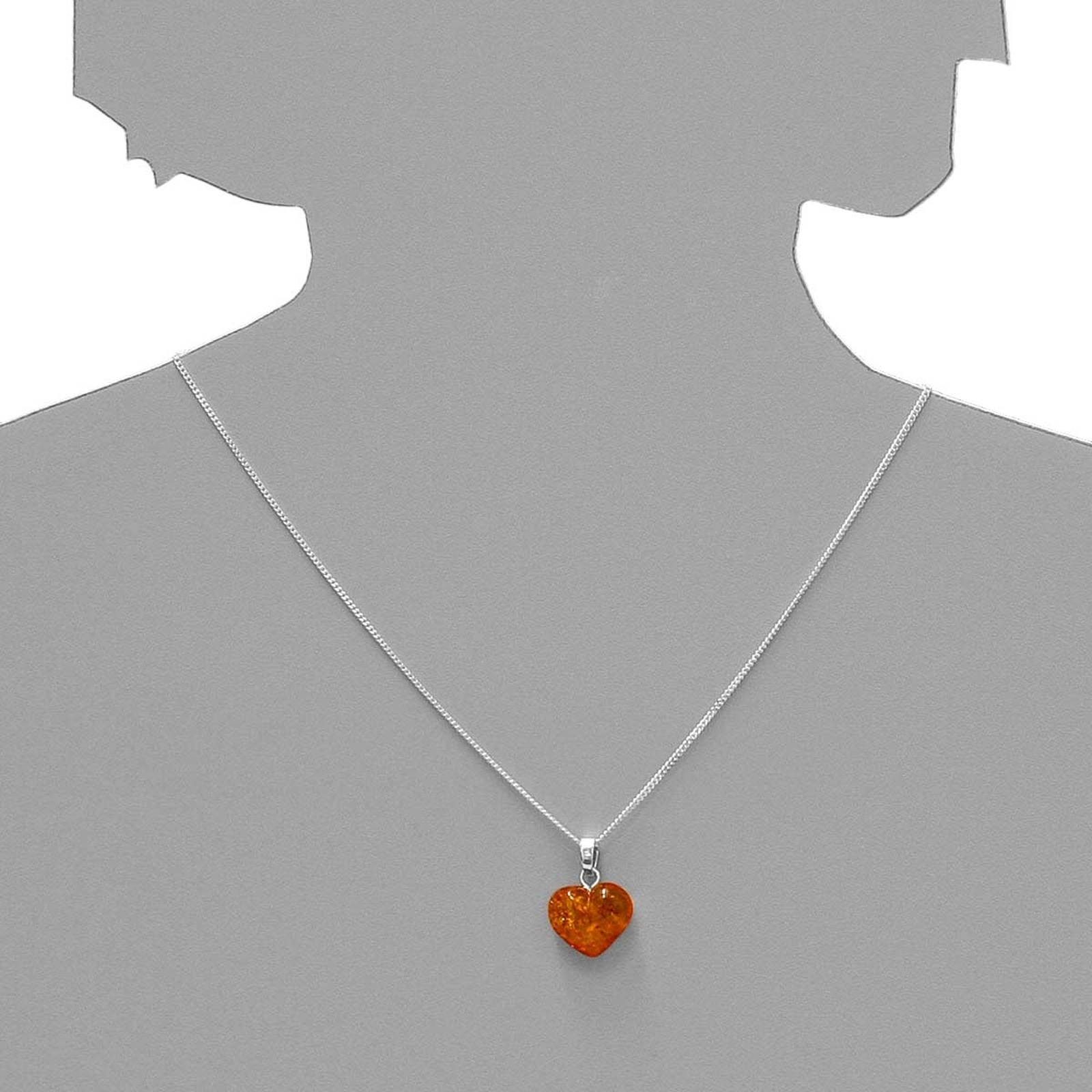 OSTSEE-SCHMUCK Kette mit Anhänger »- Herz 16 mm - Silber 925/000 - Bernstein«
