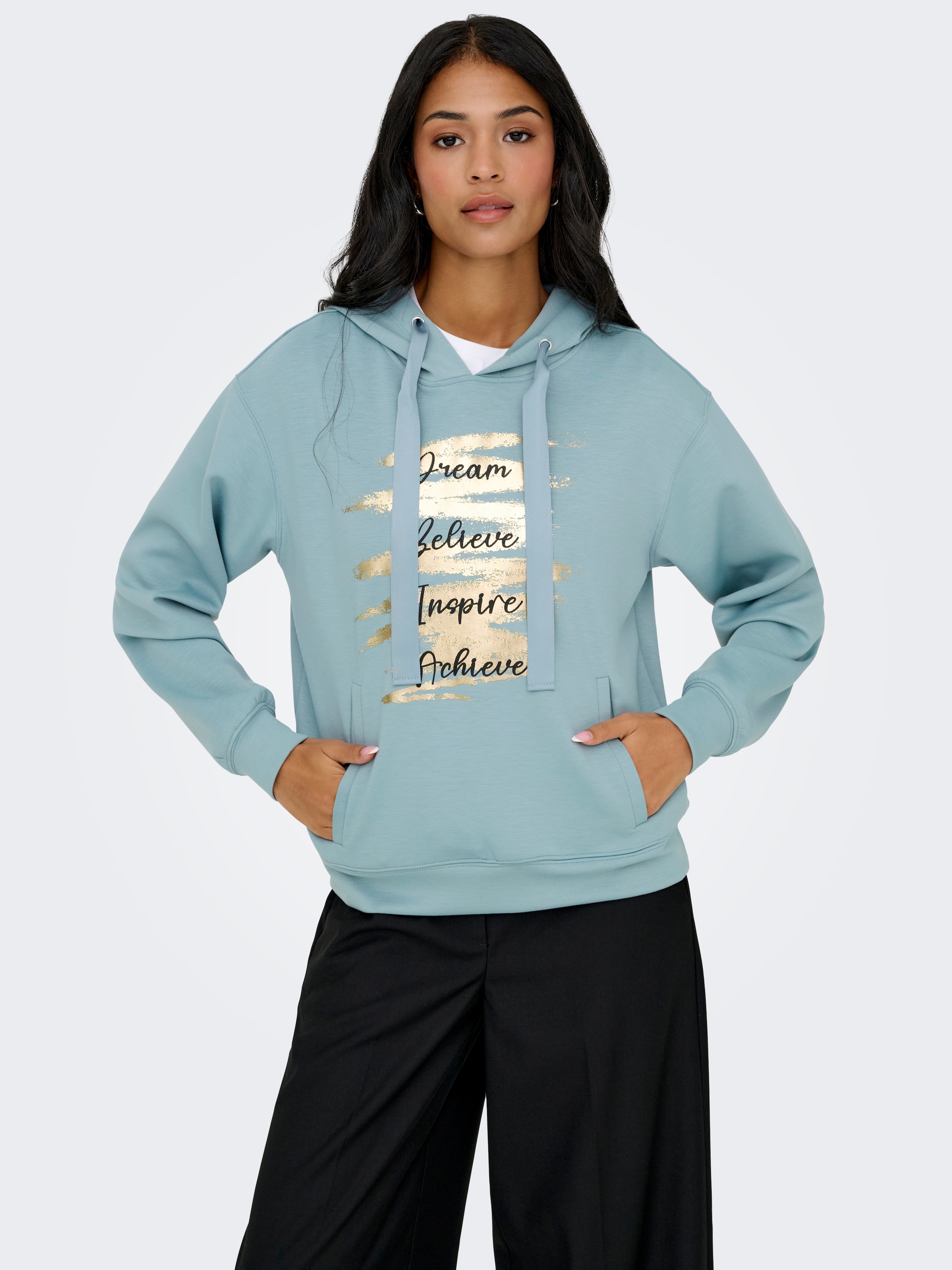 ONLY Kapuzensweatshirt »ONLALINA LIFE L/S PRINT HOOD SWT«
