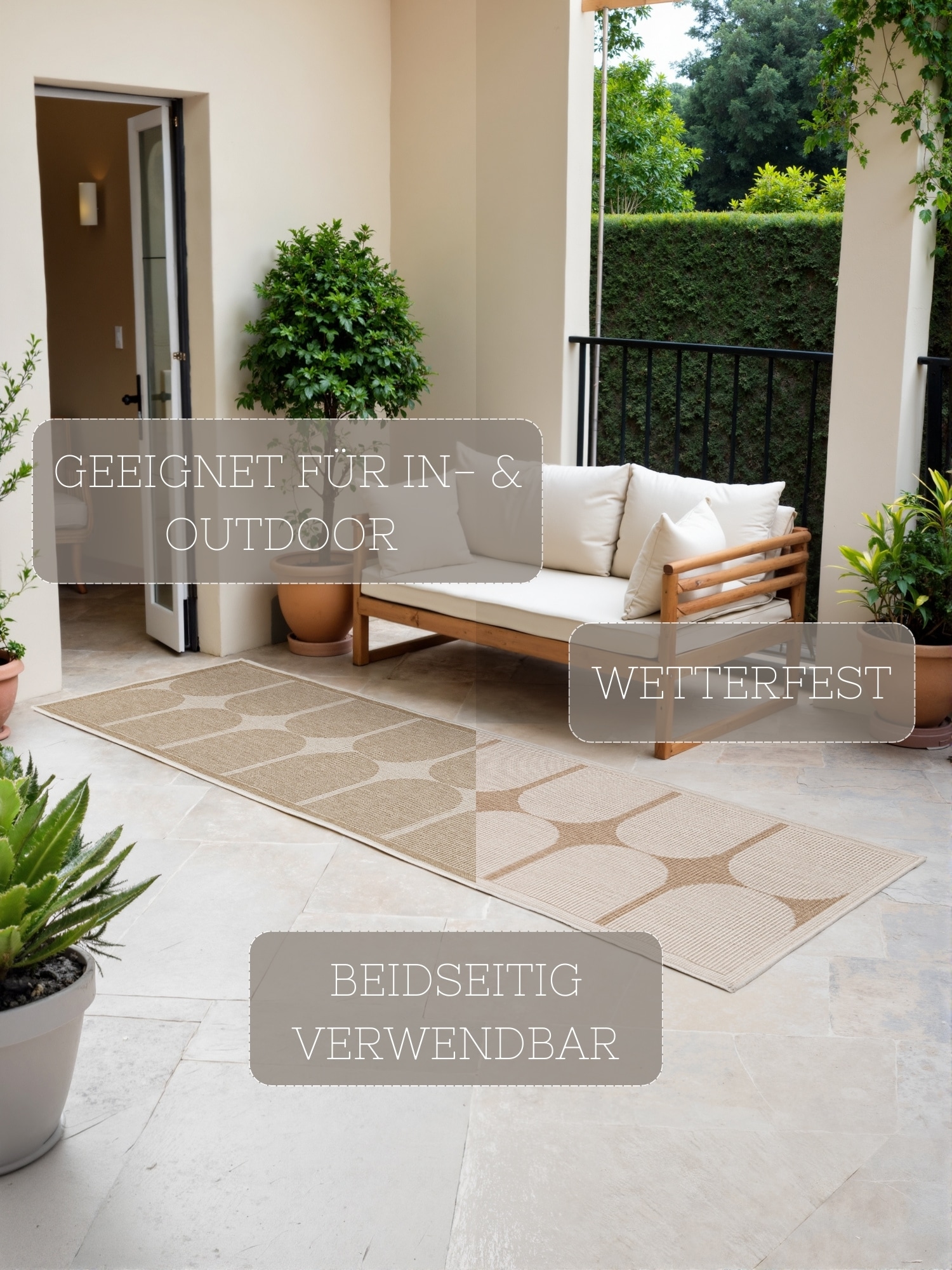 HANSE Home Outdoorteppich »Bowen Wendeteppich« rechteckig 5 mm Höhe Läufer, In und Outdoor, Flachgewebe, wetterfest, pflegeleicht, robust