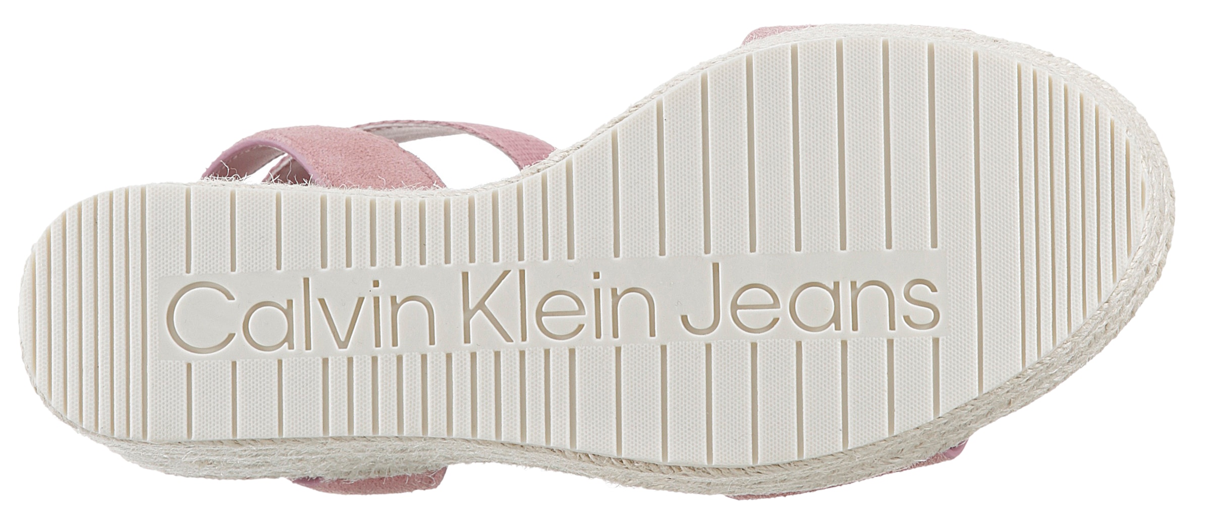 Calvin Klein Jeans Keilsandalette »WEDGE SANDAL SU MG BTW«, Sommerschuh, Sandale, Keilabsatz, mit Klettriemchen