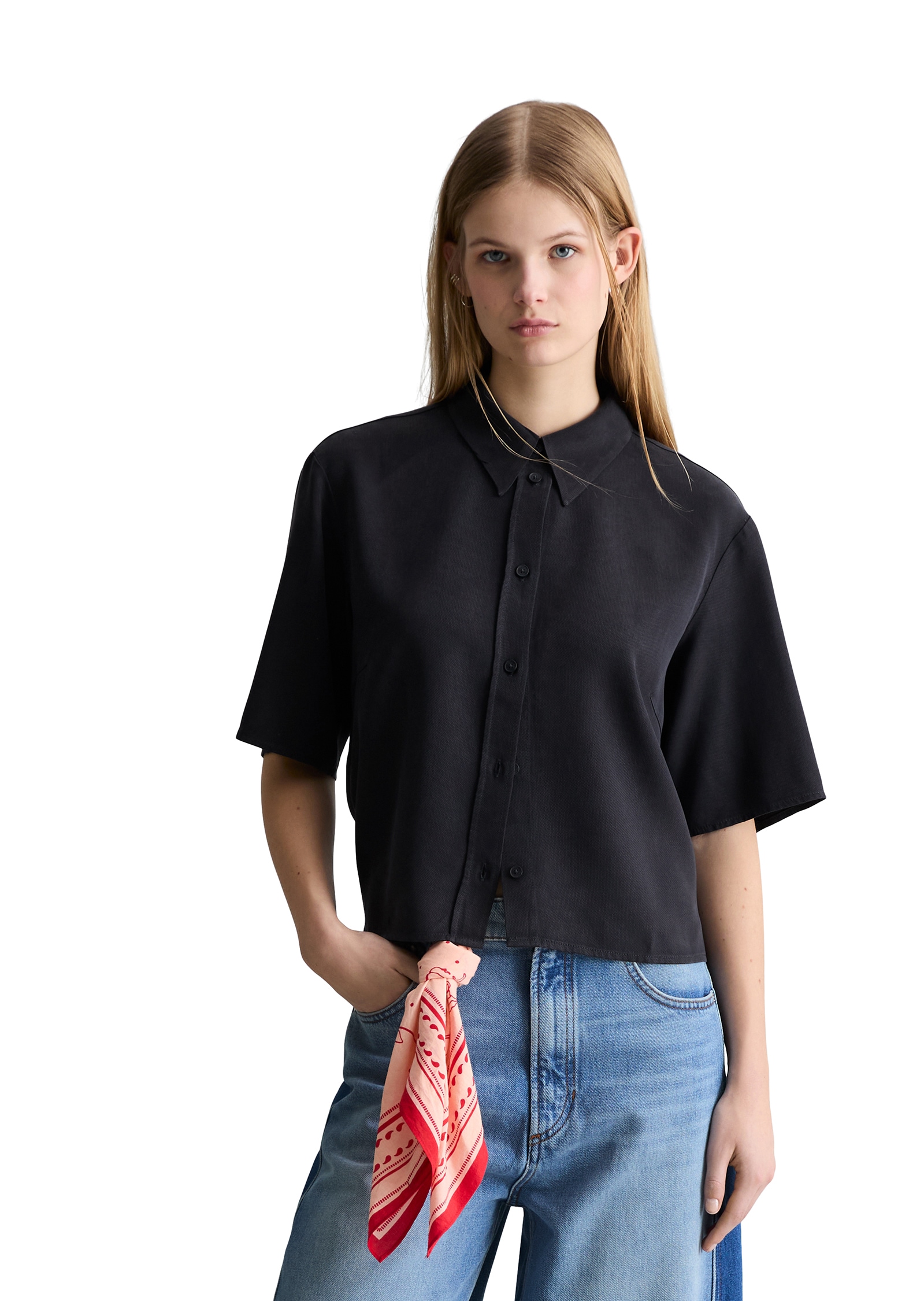Marc O'Polo DENIM Kurzarmbluse Croped, relaxed fit