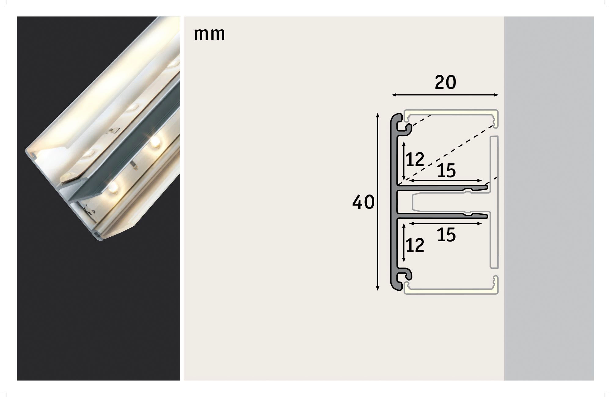 Paulmann LED-Streifen »Duo Profil 1m Alu eloxiert, Aluminium Alu eloxiert, Aluminium«