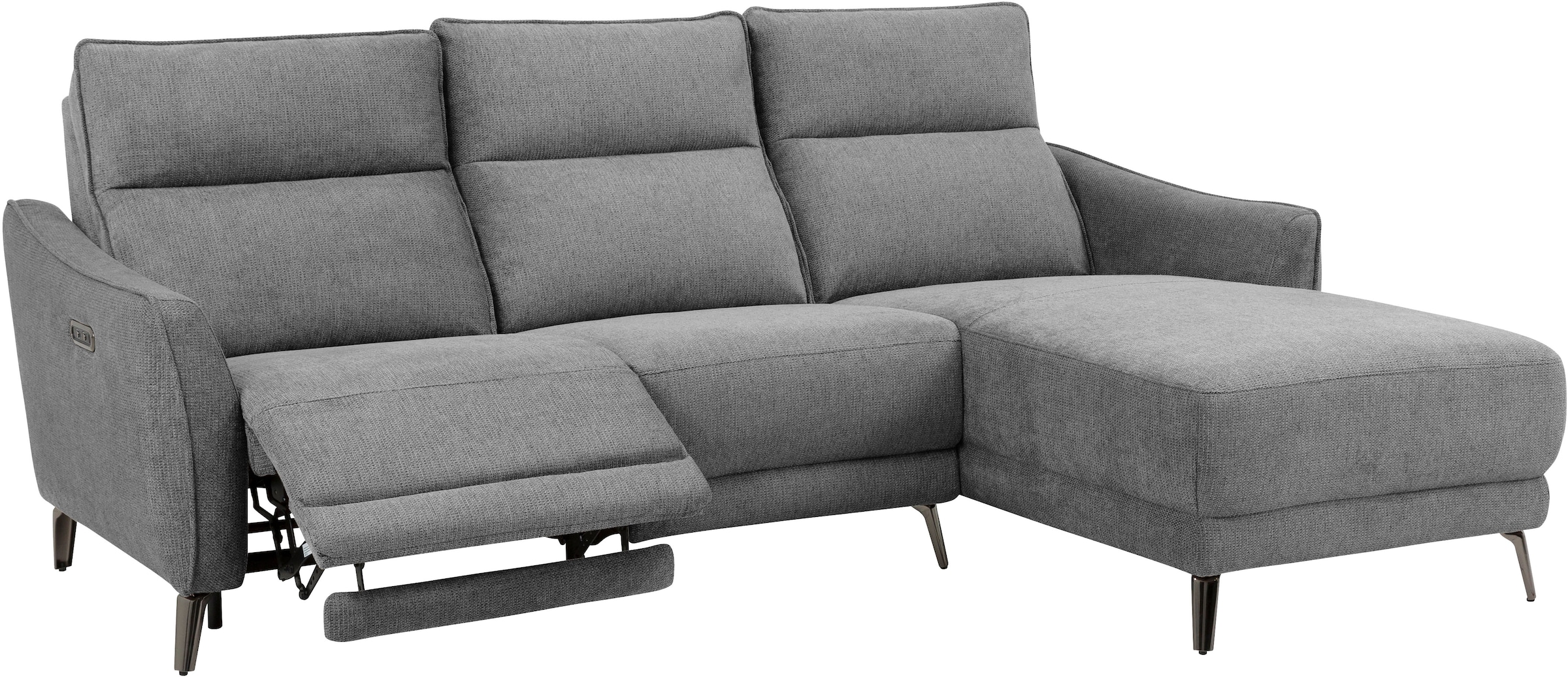 INOSIGN Ecksofa »TAYLER 3-Sitzer, L-Form (Breite 239cm), elektr. Relaxfunktion, USB A/C«, und Recamiere, Liegefunktion durch Recliner, Federkernpolsterung