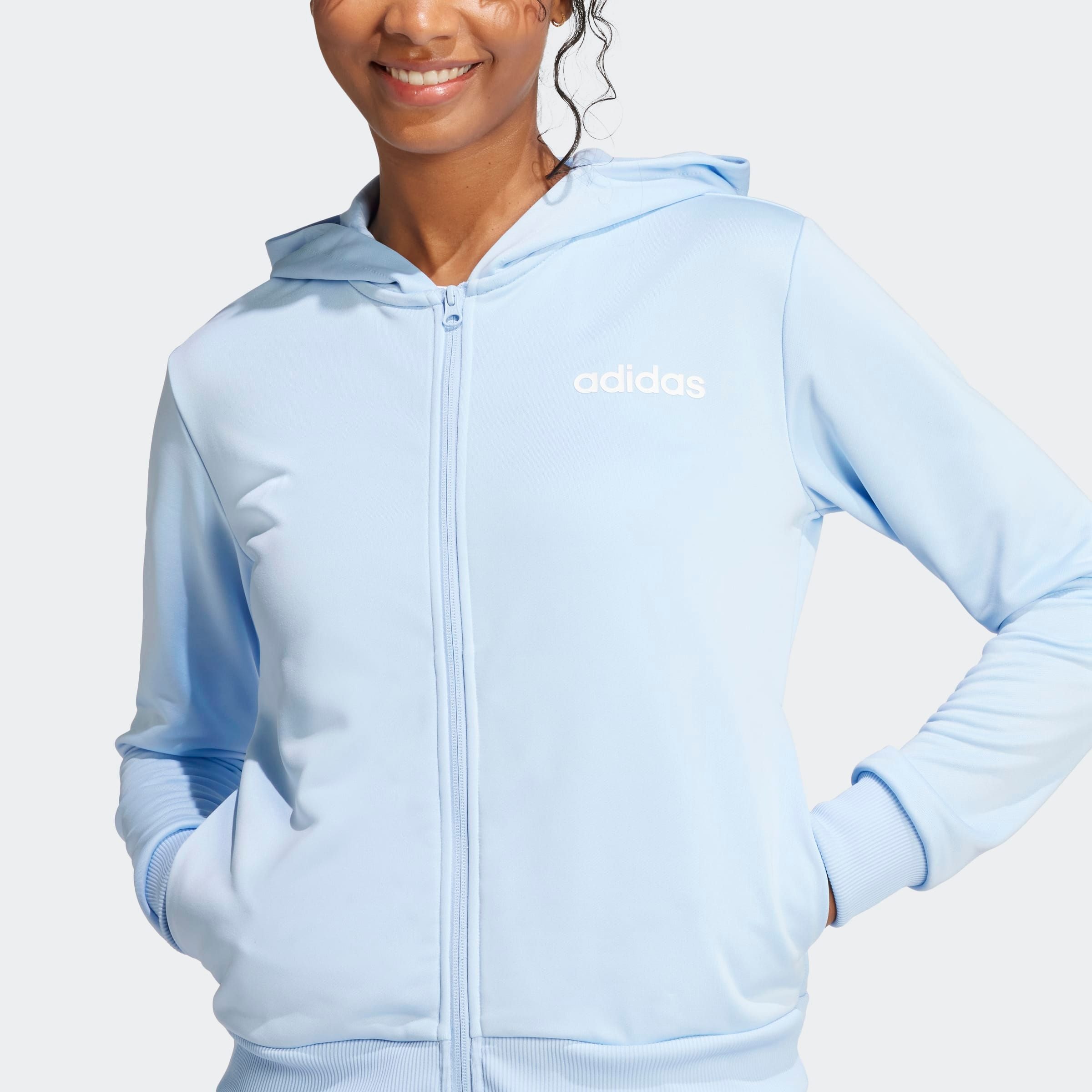 adidas Sportswear Trainingsanzug »W LINEAR TS«, (2 tlg.), Trainingsjacke mit Kapuze, Tracksuit