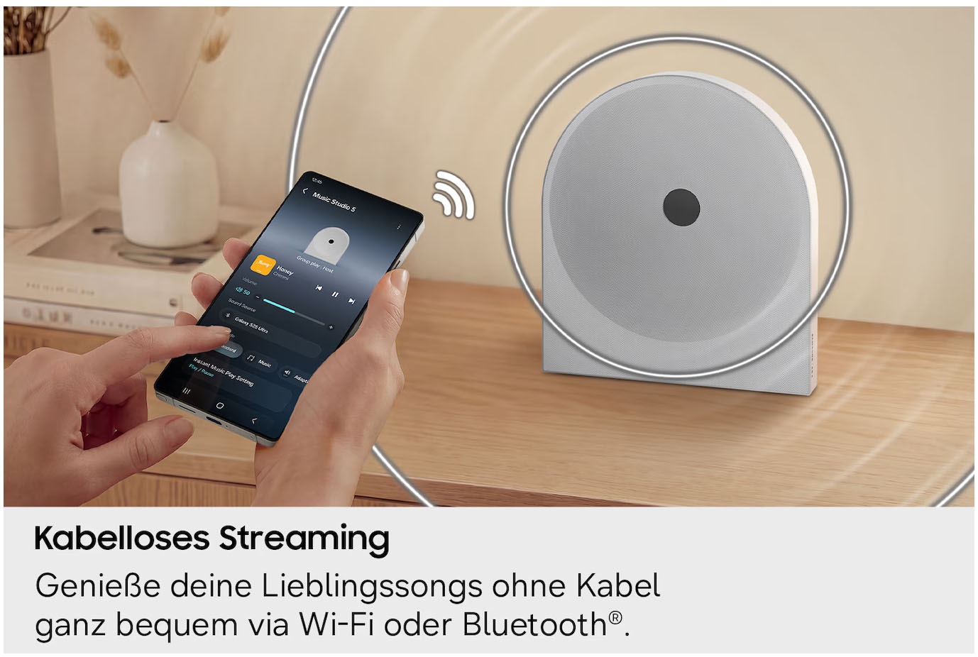 Samsung Bluetooth-Speaker »Music Studio 5 LS51H« 2.0 (Bluetooth | WLAN (WiFi) Bassregelung | Lautstärkeregelung | Nacht Modus | Pairing 70 W) Dolby Atmos, Bouroullec Dot Design, Stereo 24 Bit/96 kHz, AirPlay