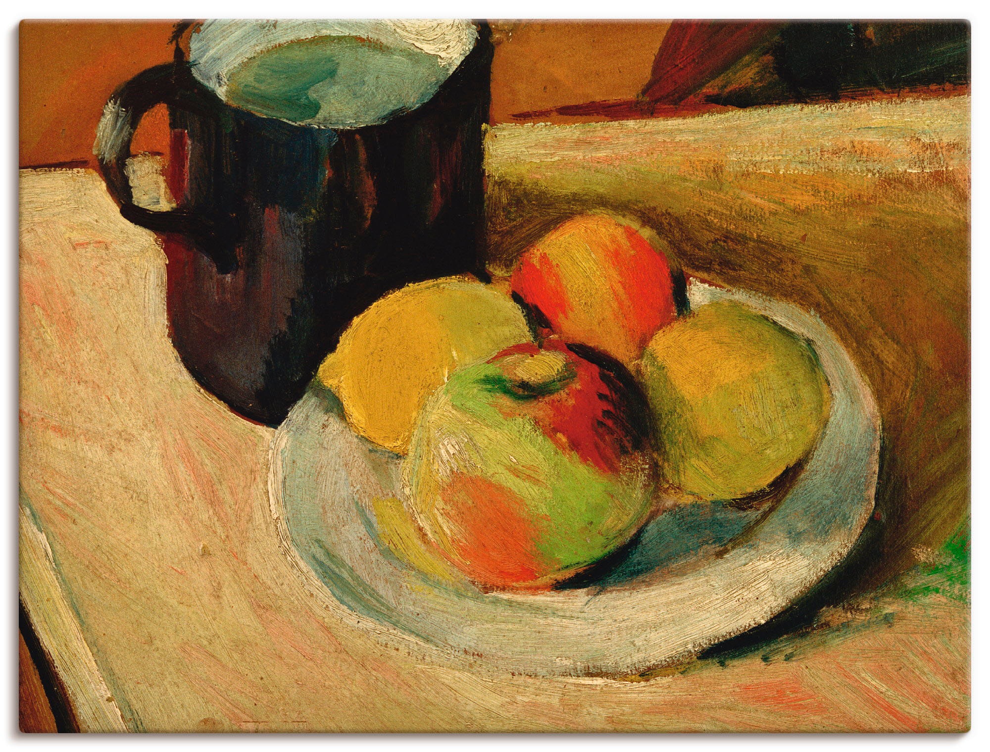 Artland Wandbild »Milchkrug und Äpfel auf Teller«, Arrangements, (1 St.), in vielen Größen & Produktarten -Leinwandbild, Poster, Wandaufkleber / Wandtattoo auch für Badezimmer geeignet