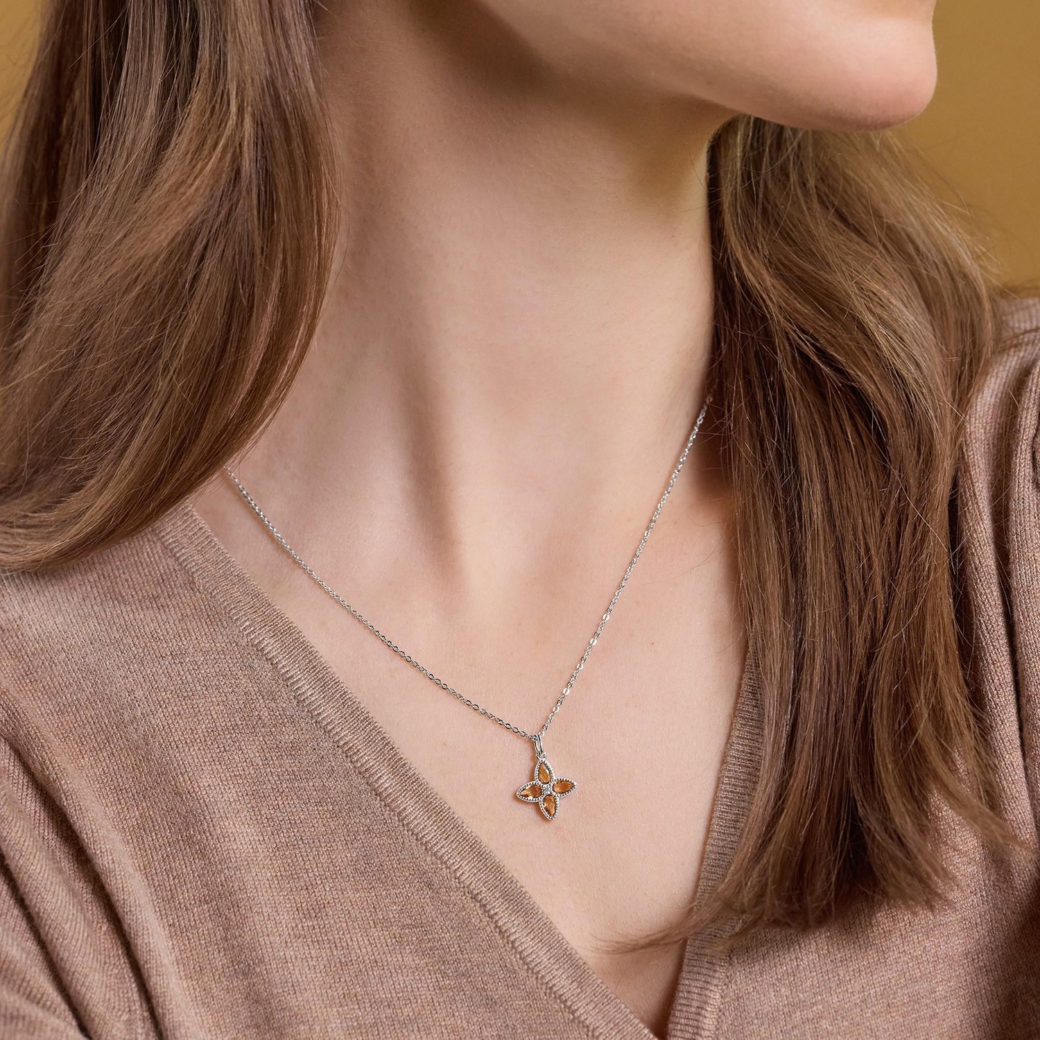 Amor Kette mit Anhänger »Schmuck Geschenk, Kleeblatt« mit Glasstein, Zirkonia (synth.)