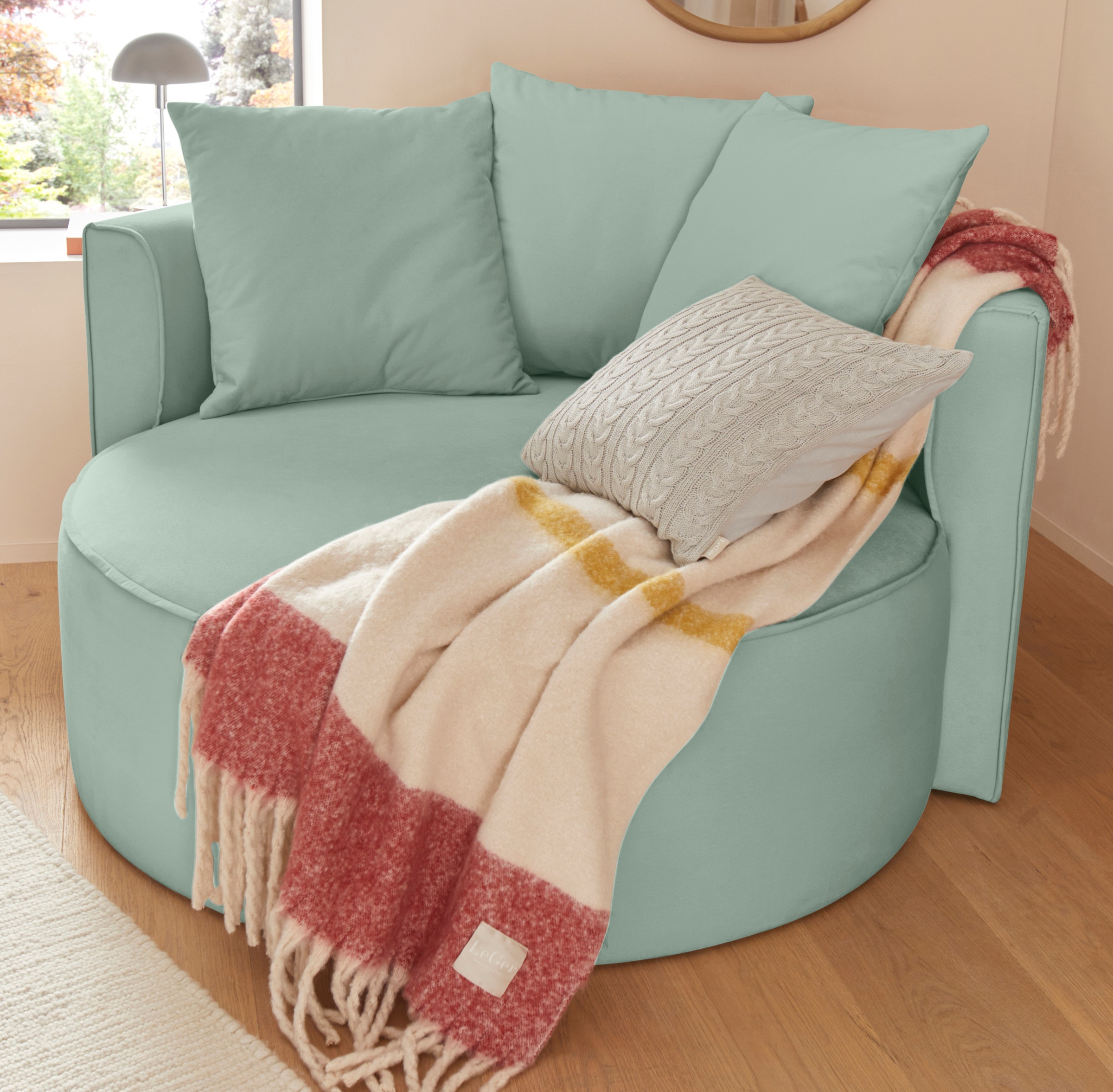 LeGer Home by Lena Gercke XXL-Sessel »Isalie, Lesesessel, Loveseat, inklusive Zierkissen«, extra große Sitzfläche, optional mit Hocker, moderne Farben