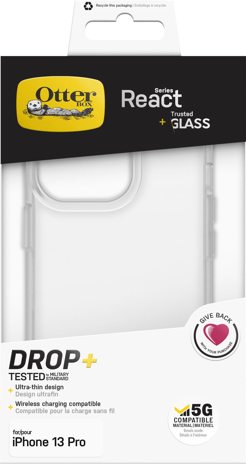 Otterbox Handyhülle »React + Trusted Glass Series für Apple iPhone 13 Pro, transparent«