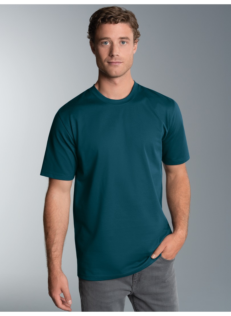 Trigema Herren T-Shirt »TRIGEMA T-Shirt DELUXE Baumwolle« 1 Stk. tlg. in blau, Größe M