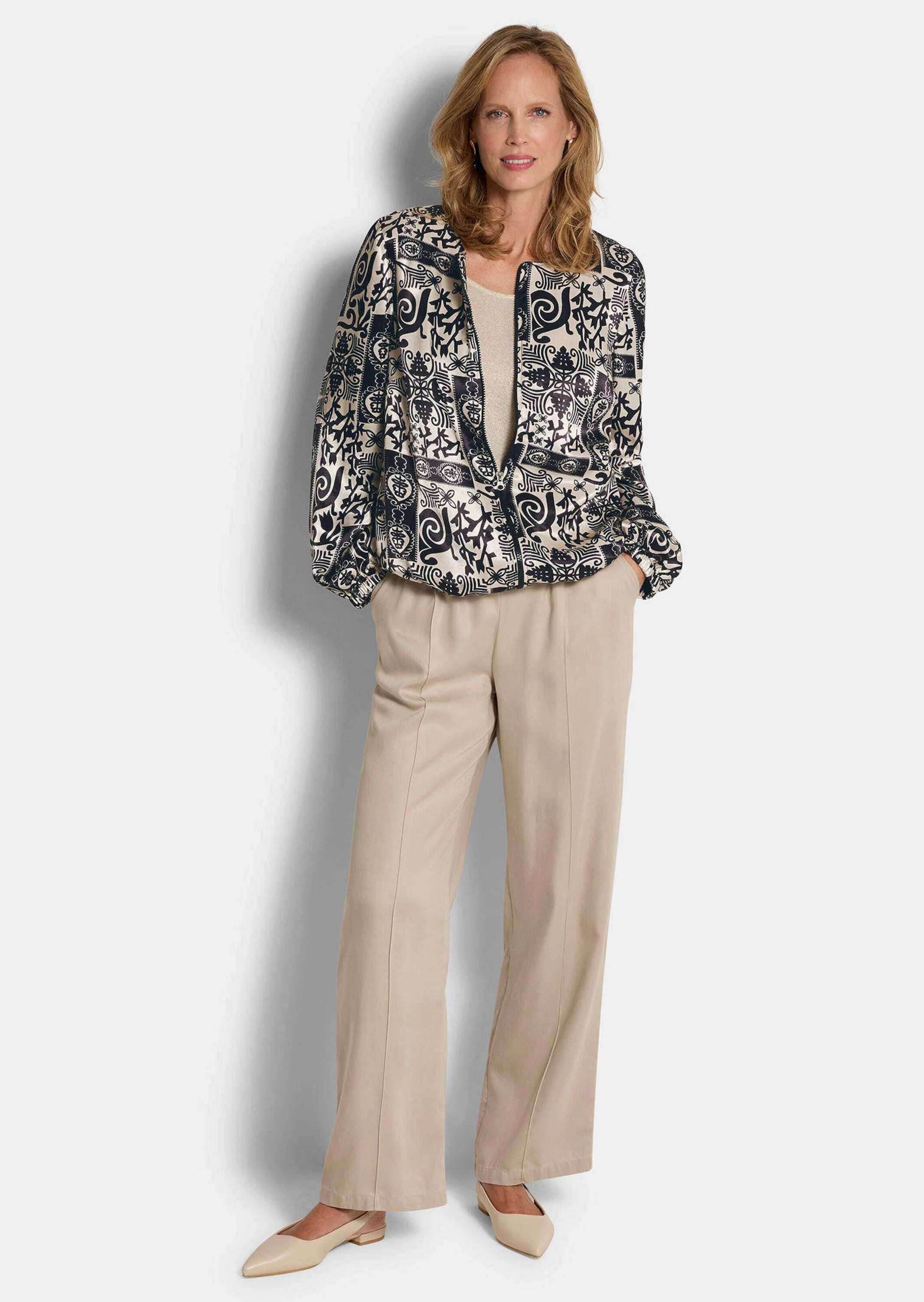 GOLDNER Kurzjacke »Satinjacke mit Aztekenmuster« Kordelzug am Saumabschluss