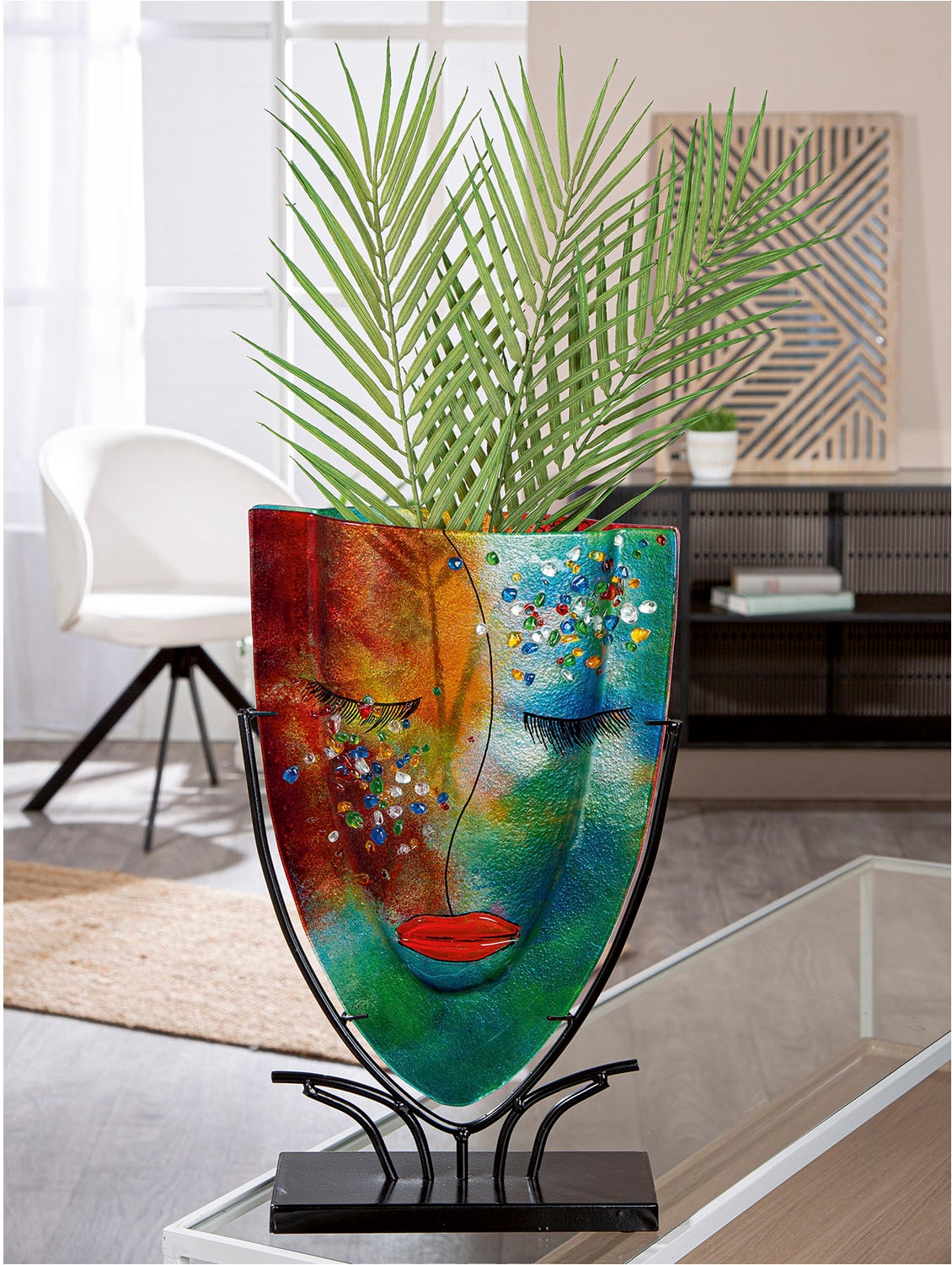 Casablanca by Gilde Tischvase »Gesichtsvase oval Violet lila H. 49 cm«, (1 St.)