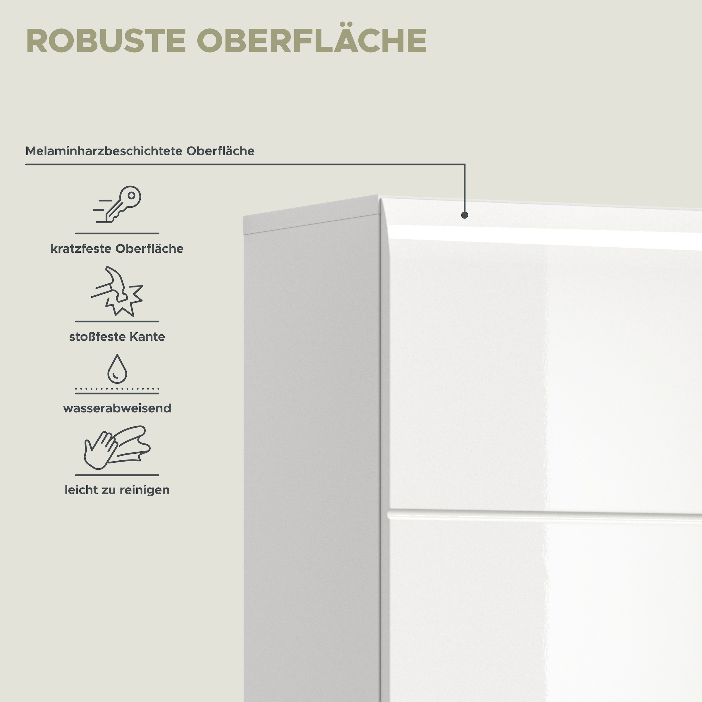 welltime Stauraumschrank 1 Stk. tlg. Florenz, Hochschrank, Weiß Hochglanz Tiefzieh, 185 cm hoch, Bad