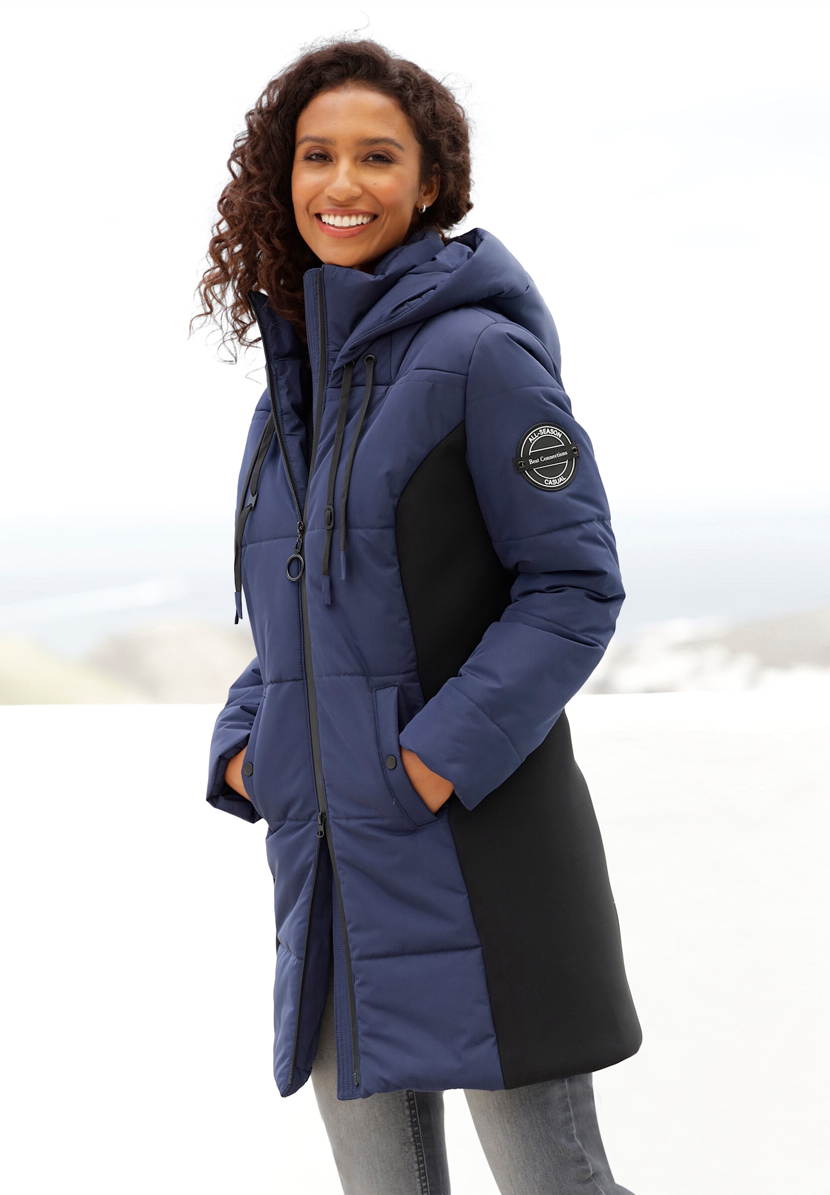 heine Steppjacke »Jacke Longjacke mit Kapuze« mit Kapuze