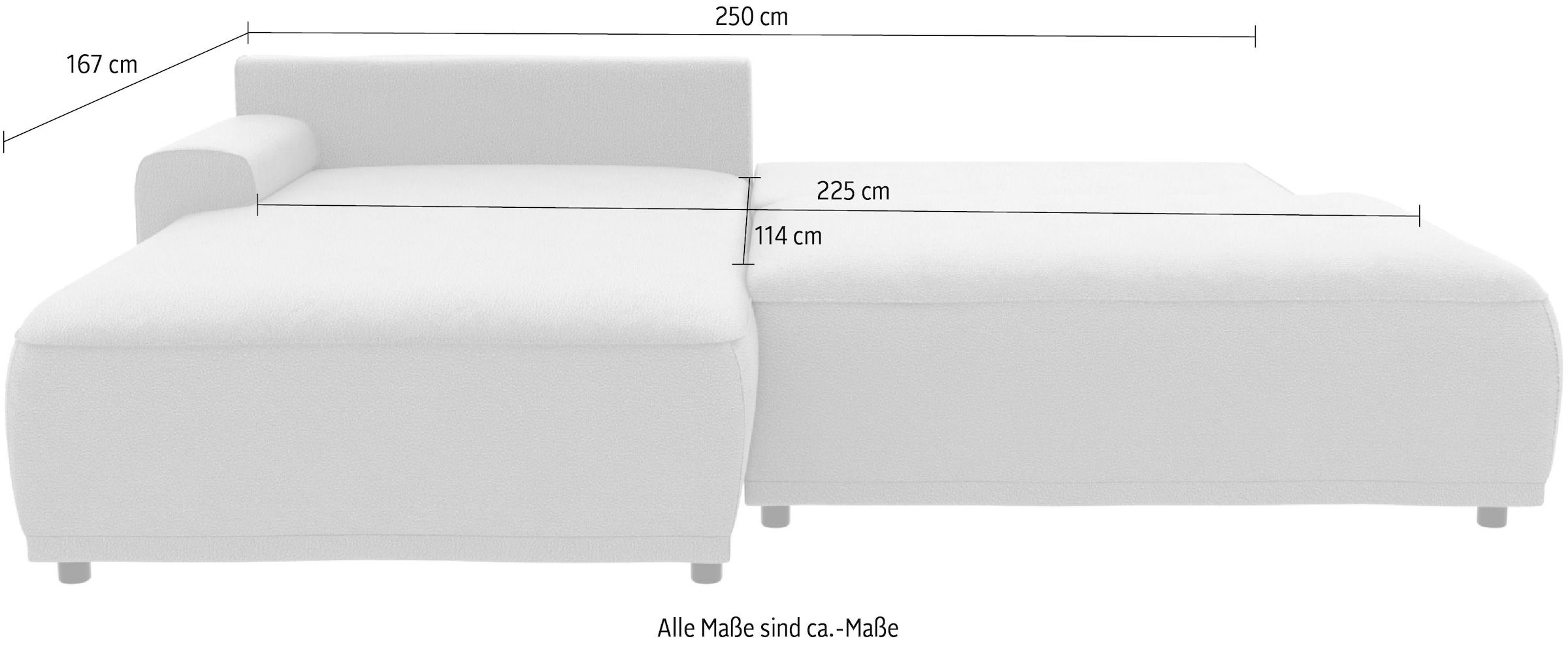 TRENDMANUFAKTUR Ecksofa »Fordon II, Schlafsofa mit Bettkasten, Couch in L-Form, Breite 250 cm«, in Cordstoff HYPER, betongrau, Armlehne links
