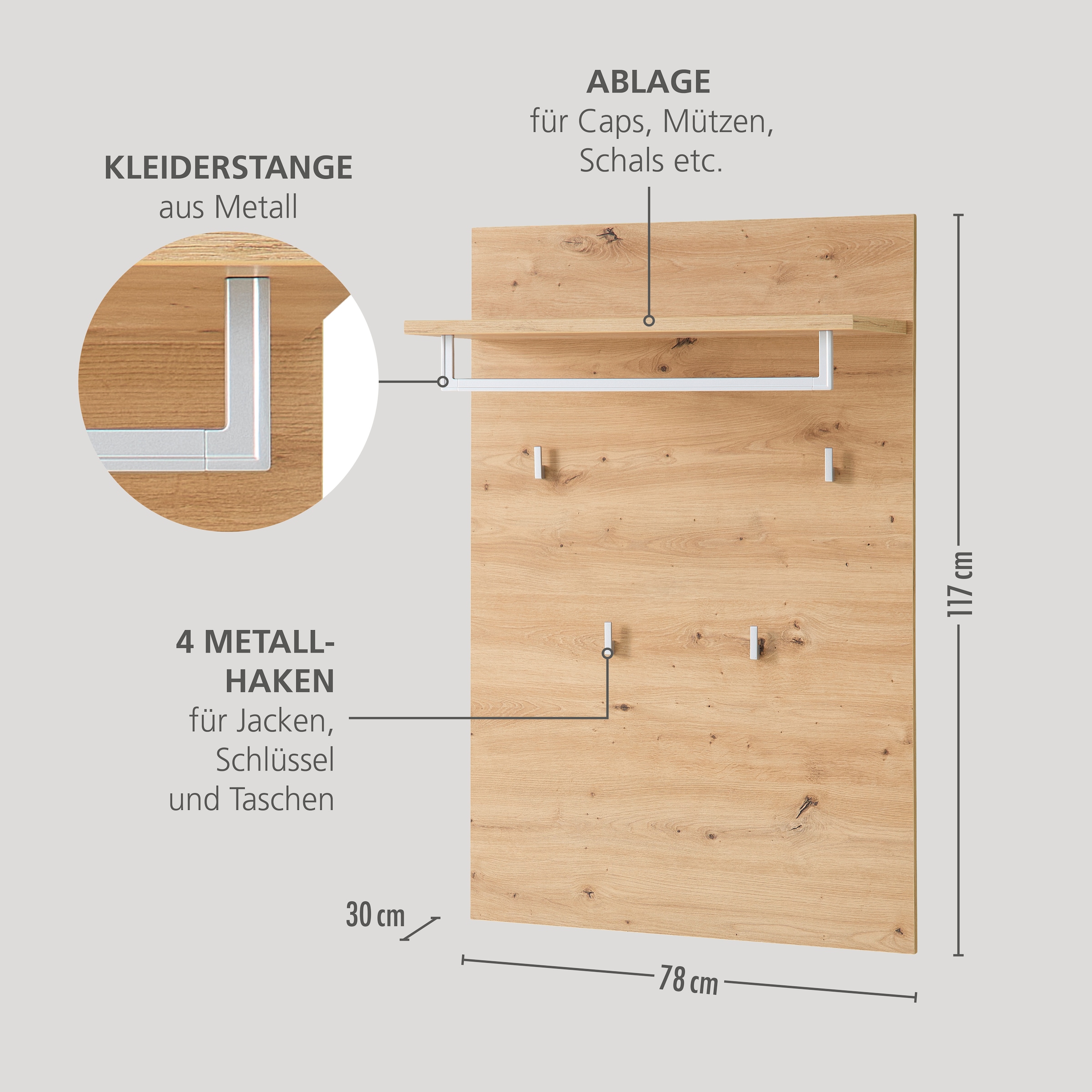 Innostyle Garderoben-Set »Bari Garderobenprogarmm, BxHxT 206x202x38 cm« Set, 4 Stk. tlg.