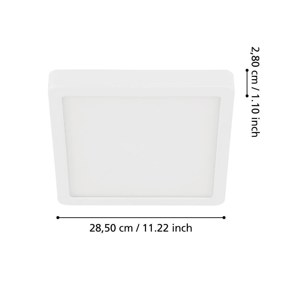 EGLO Deckenleuchte »FUEVA 5 Deckenlampe, weiß, IP44, geringe Aufbauhöhe, 20 Watt, Quadrat«, Leuchtmittel LED-Modul | LED fest integriert, Aufbauleuchte, Badezimmer, Bad-Deckenlampe, modern, 28,5x28,5x2,8cm