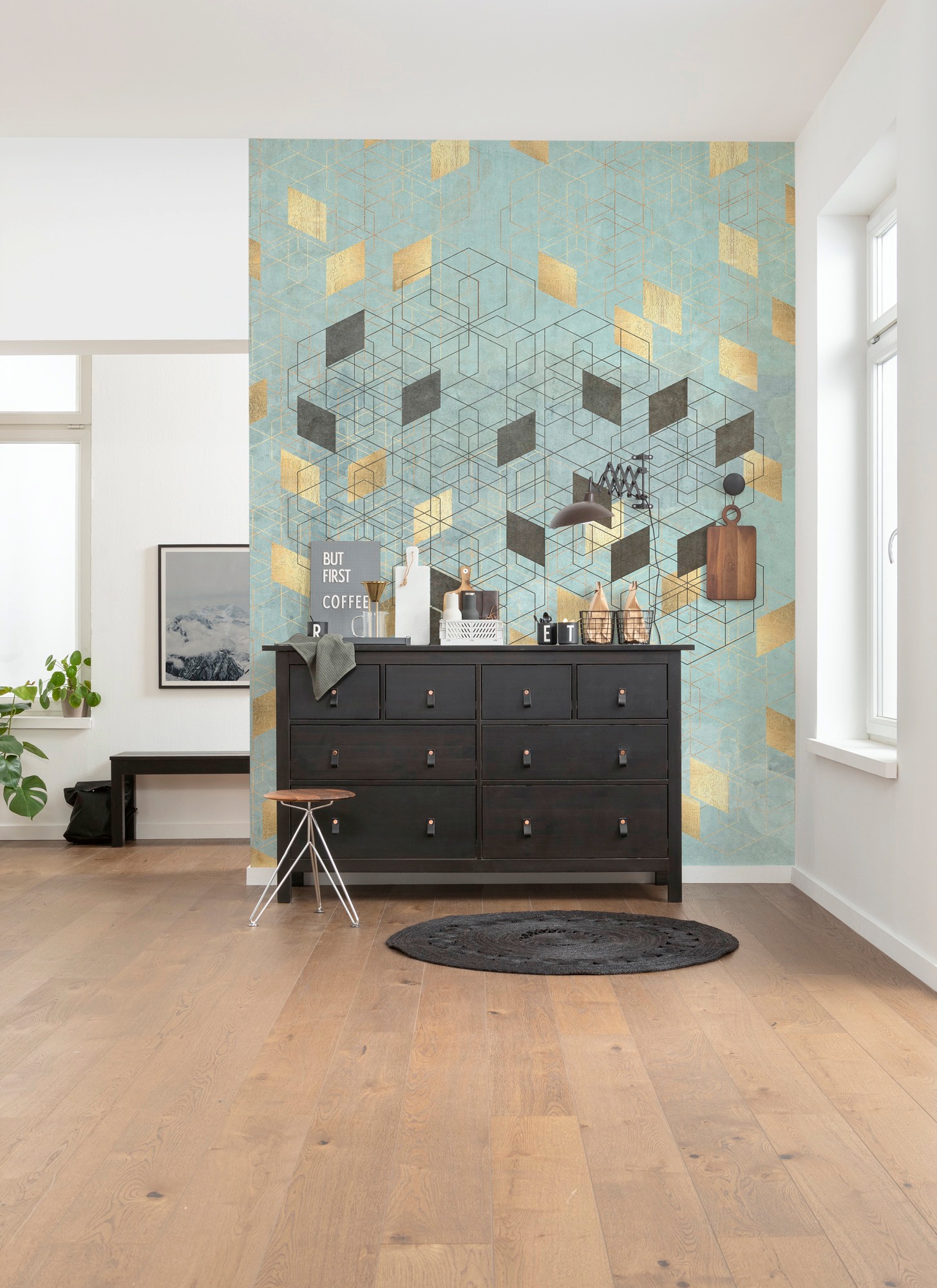 Komar Vliestapete »Digitaldruck Vlies - Plaqué Or - Größe 200 x 280 cm«, bedruckt, Wohnzimmer, Schlafzimmer