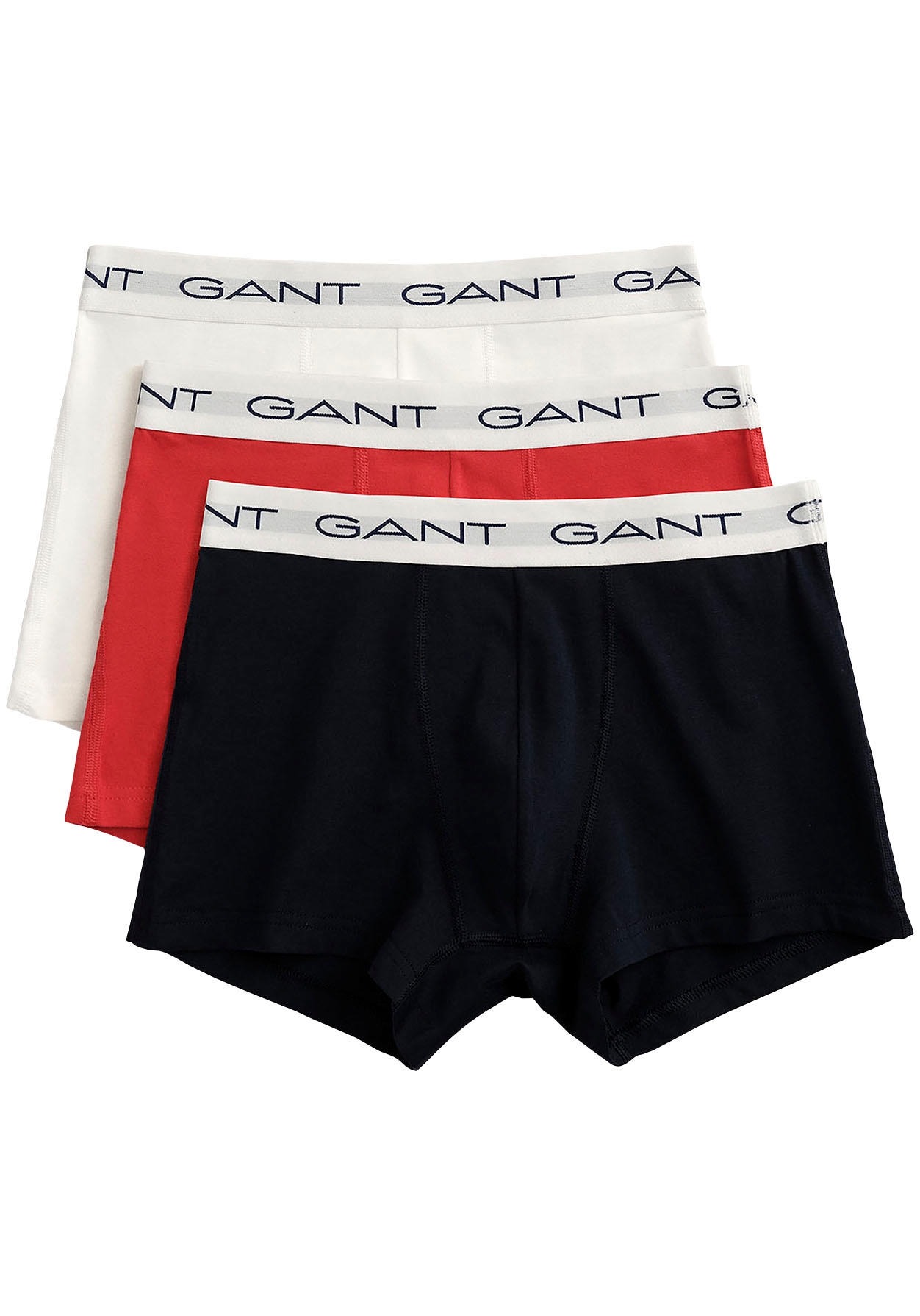 Gant Boxershorts, (Packung, 3 St., 3), mit elastischem Logobund
