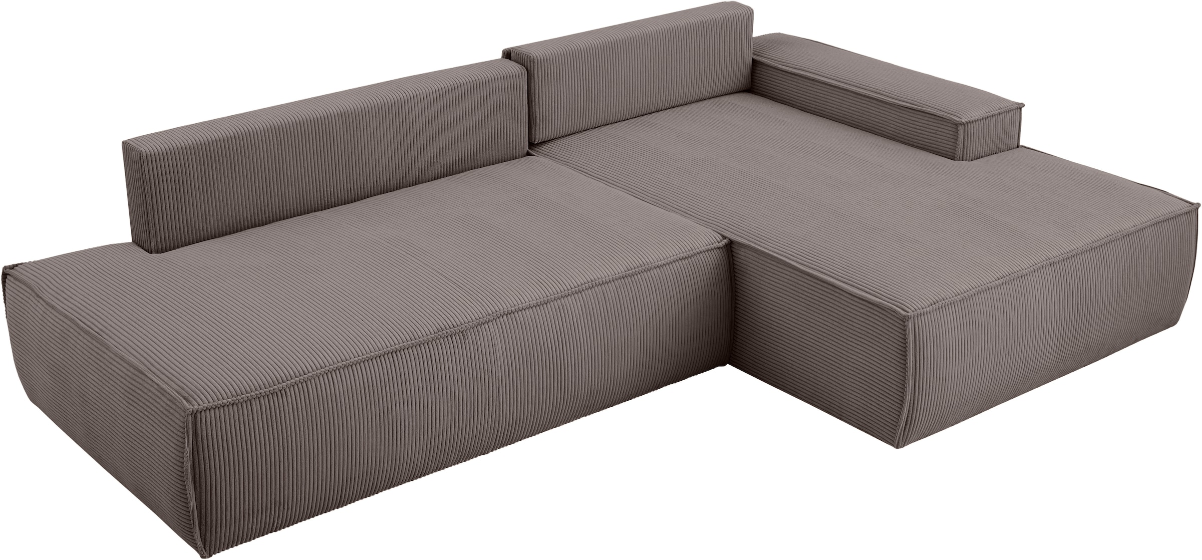 Home affaire Ecksofa »SHERWOOD,  Schlafsofa in L-Form offen (275cm), Cord, Leinenoptik« Schlaffunktion und Bettkasten, Kedernaht, hoher Sitz- & Liegekomfort,