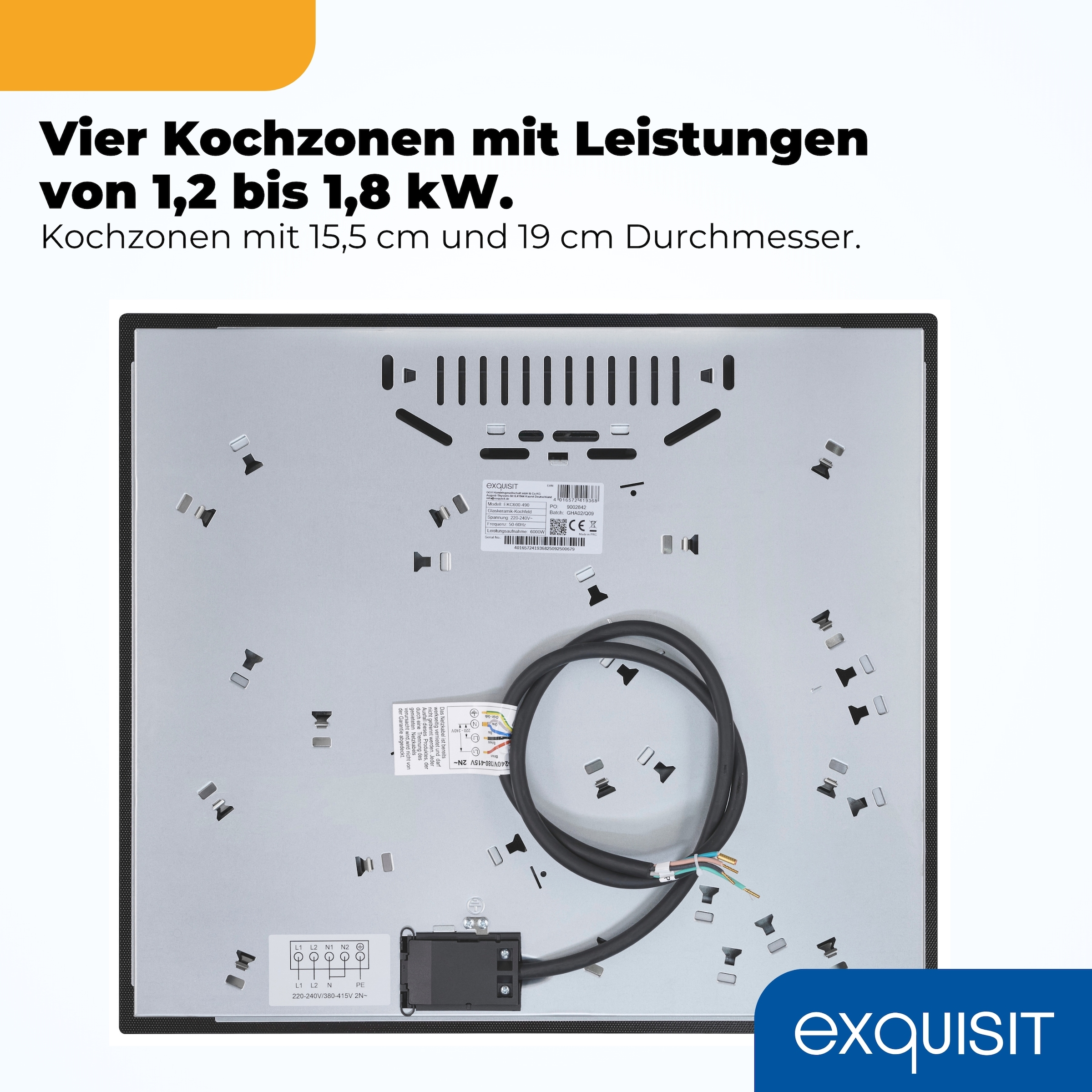 exquisit Elektro-Kochfeld »EKC600-490« Glaskeramikkochfeld mit Restwärmeanzeige für mehr Sicherheit