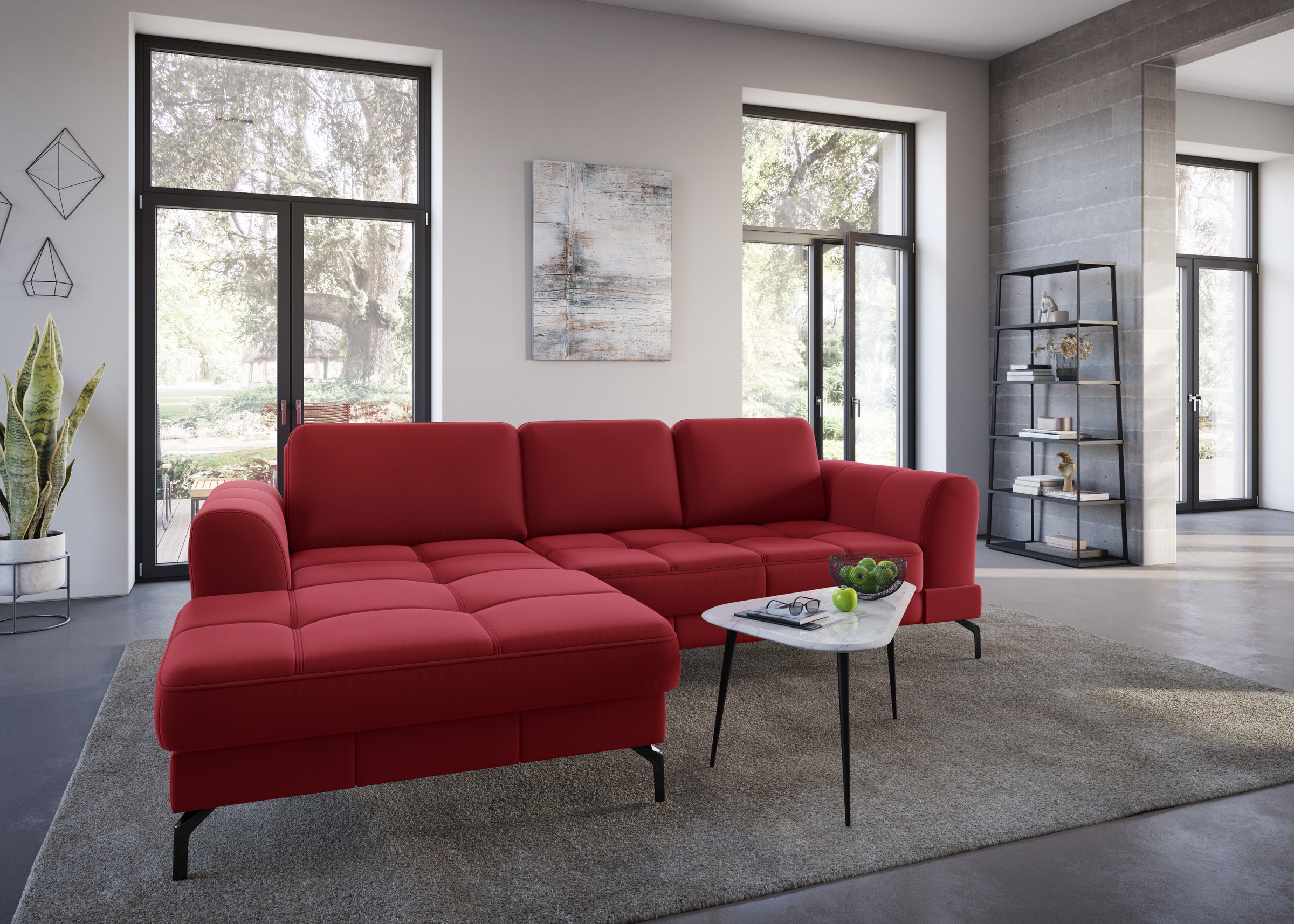 sit&more Ecksofa »Bendigo L-Form«, inklusive Sitztiefenverstellung, Bodenfreiheit 15 cm, 2 Fußfarben