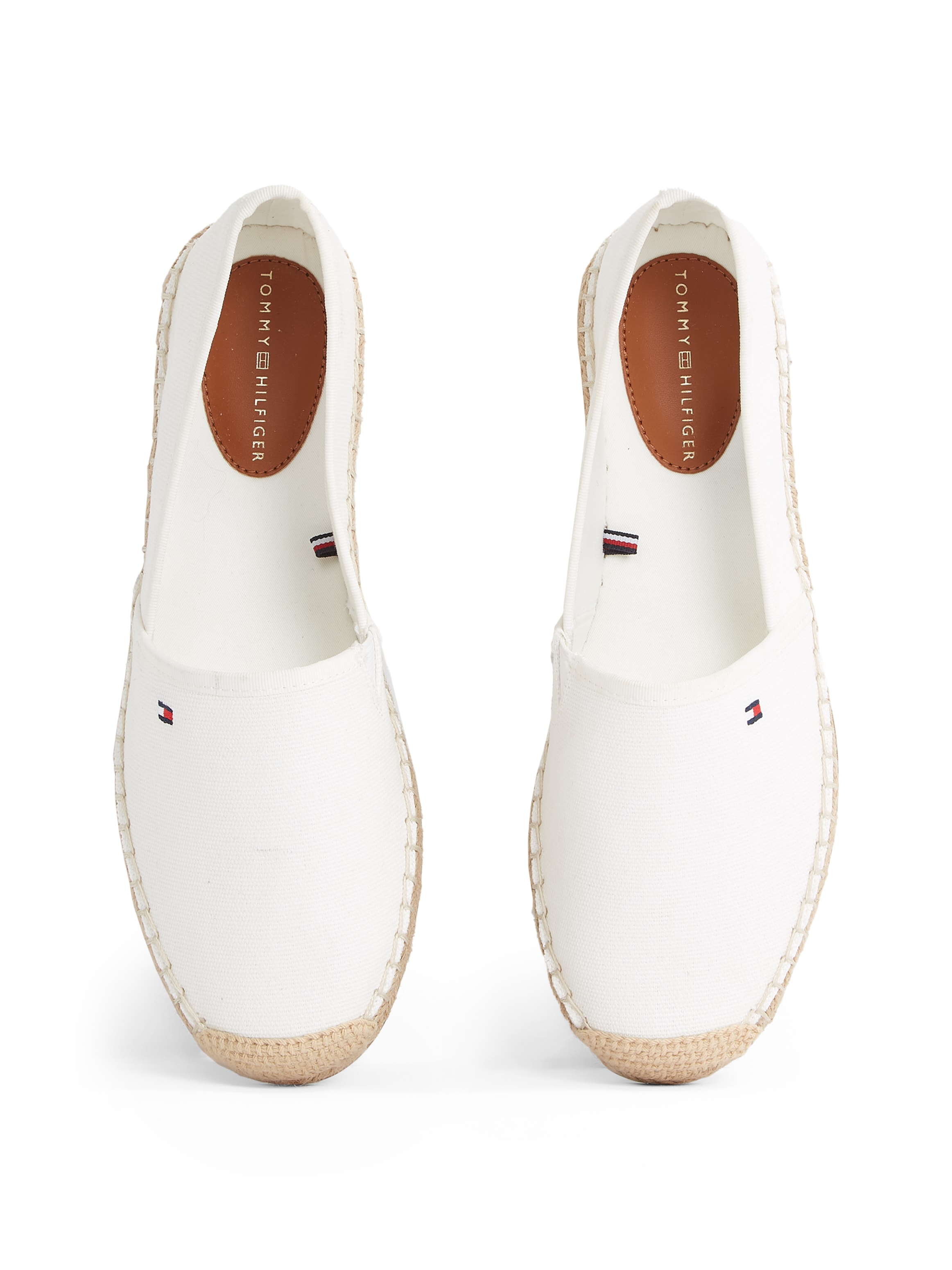 Tommy Hilfiger Espadrille »FLAG CANVAS ESPADRILLE«, Slipper, Flats, Bequemschuh mit Bastbezug und Ziernähten