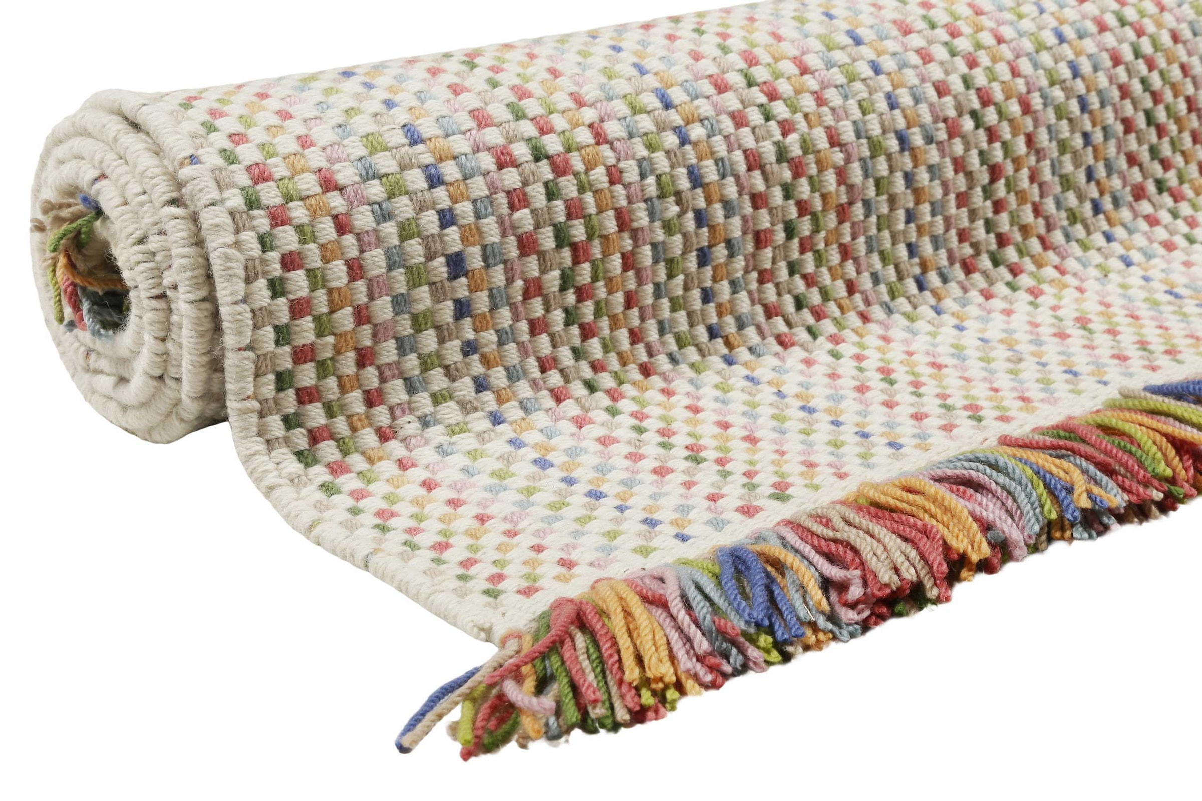 Esprit Teppich »Kids Durrie« rechteckig 6 mm Höhe Kinderteppich, kurzflor, handgewebt, Wolle, natürlich, gestreift