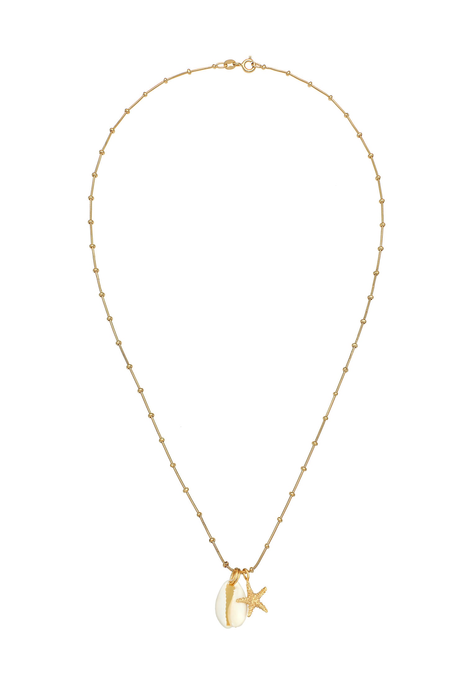 Elli Kette mit Anhänger »Halskette Kauri Muschel Seestern Kugelkette 925 Silber«