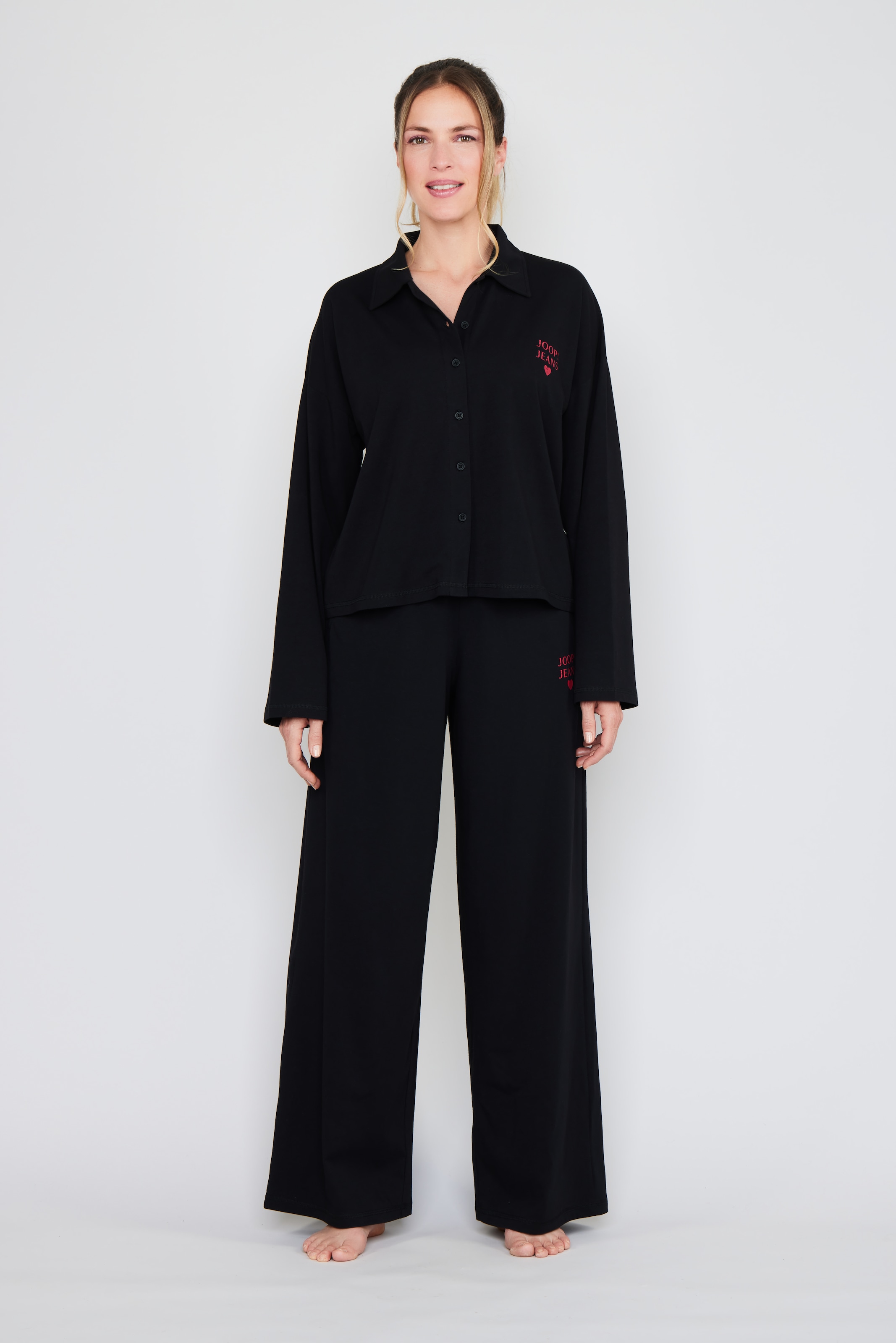 JOOP! Jeans Pyjamaoberteil »After Dark (JOOP! Jeans)«, Knopfleiste, Langarm, Logo-Print, Regular Fit