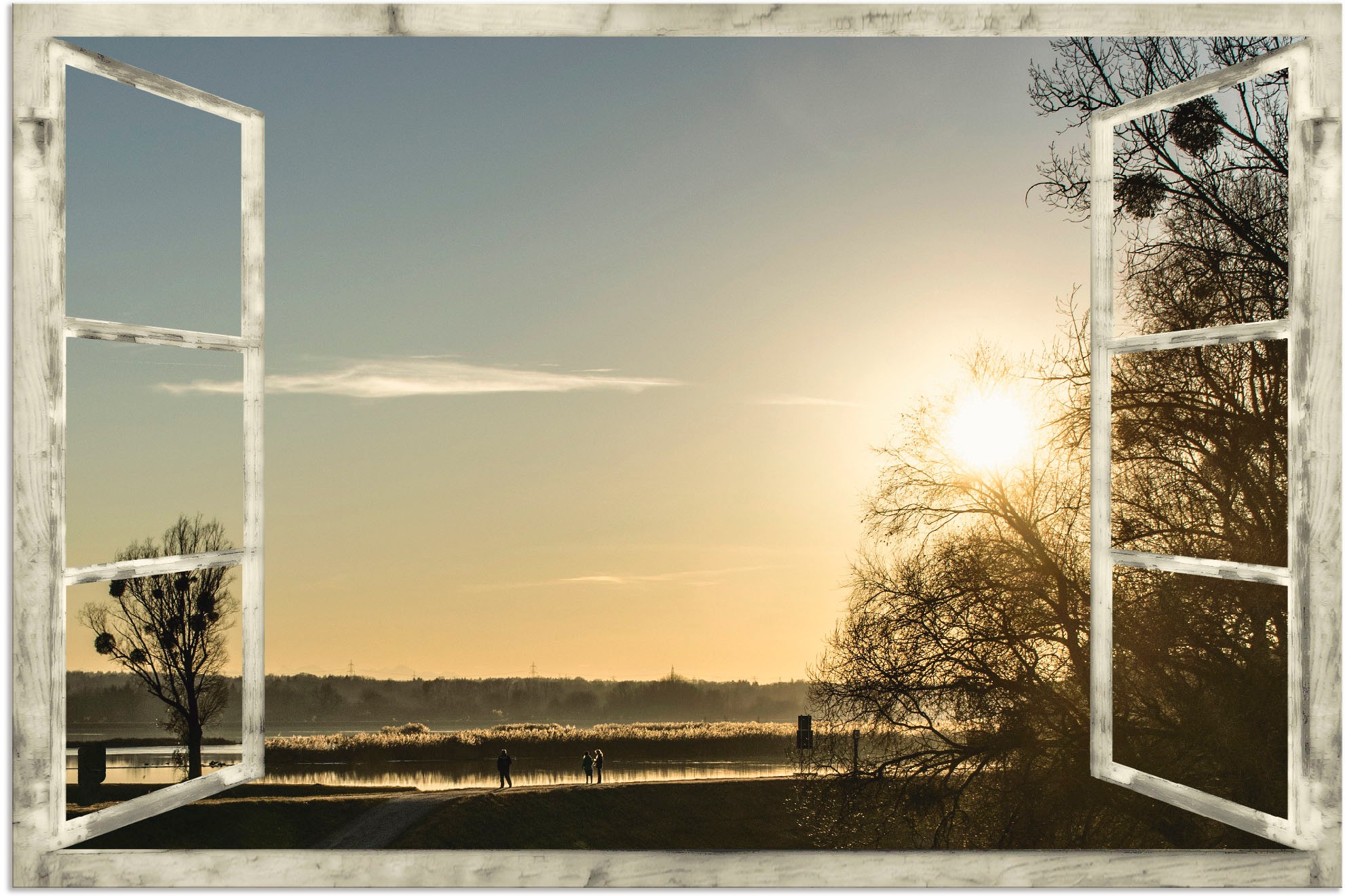 Artland Wandbild »Europareservat Unterer Inn«, Fensterblick, (1 St.), in vielen Größen & Produktarten - Alubild / Outdoorbild für den Außenbereich, Leinwandbild, Poster, Wandaufkleber / Wandtattoo auch für Badezimmer geeignet