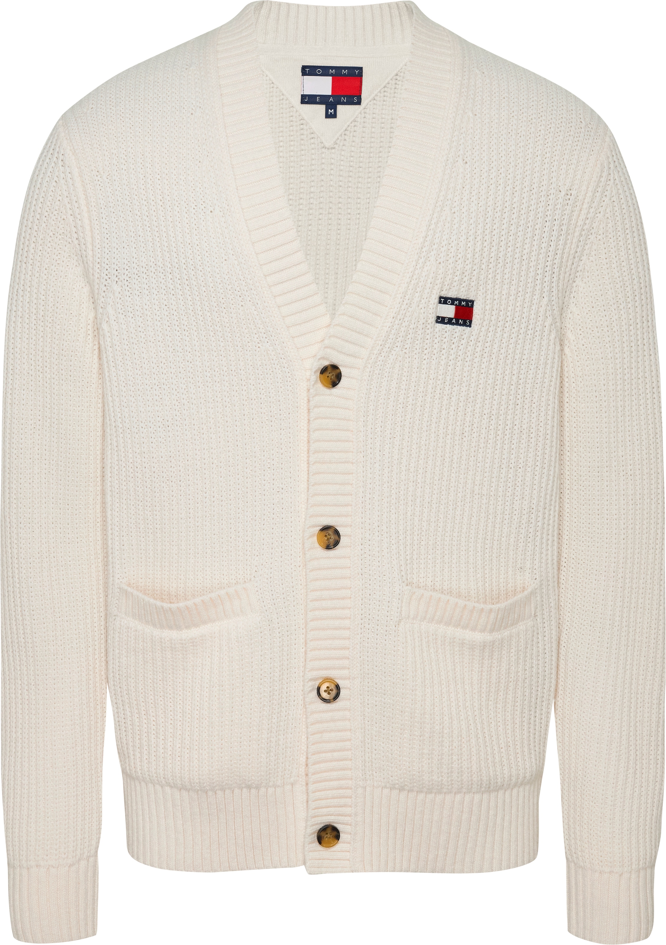 Tommy Jeans Cardigan »TJM REG JERSEY STITCH CARDI«, mit Logostickerei