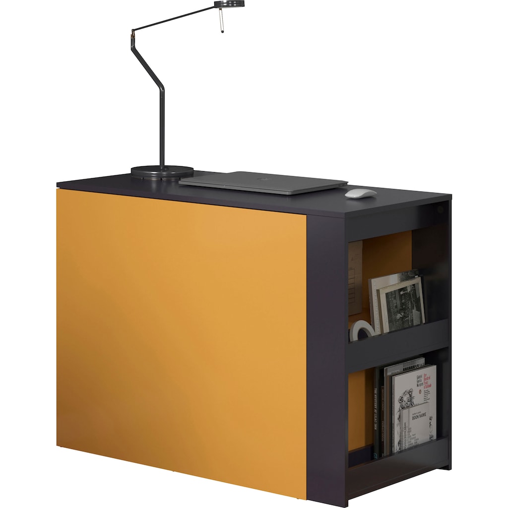 trendteam Schreibtisch »Solution«, (1 St.), Platzsparender Schreibtisch, ausziehbar von 100 zu 170 cm, blau / gelb
