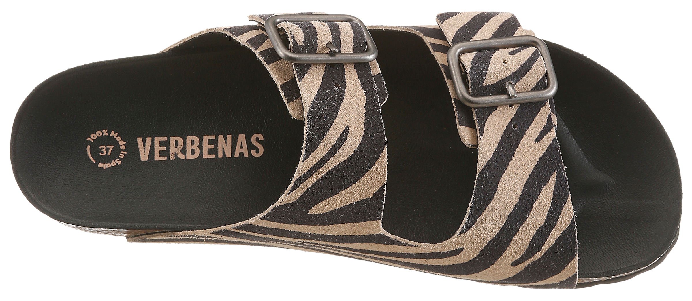 VERBENAS Pantolette »RANDEL ZEBRA«  Sommerschuh, Hausschuh, Urlaubsschuh mit zwei verstellbaren Schnallen