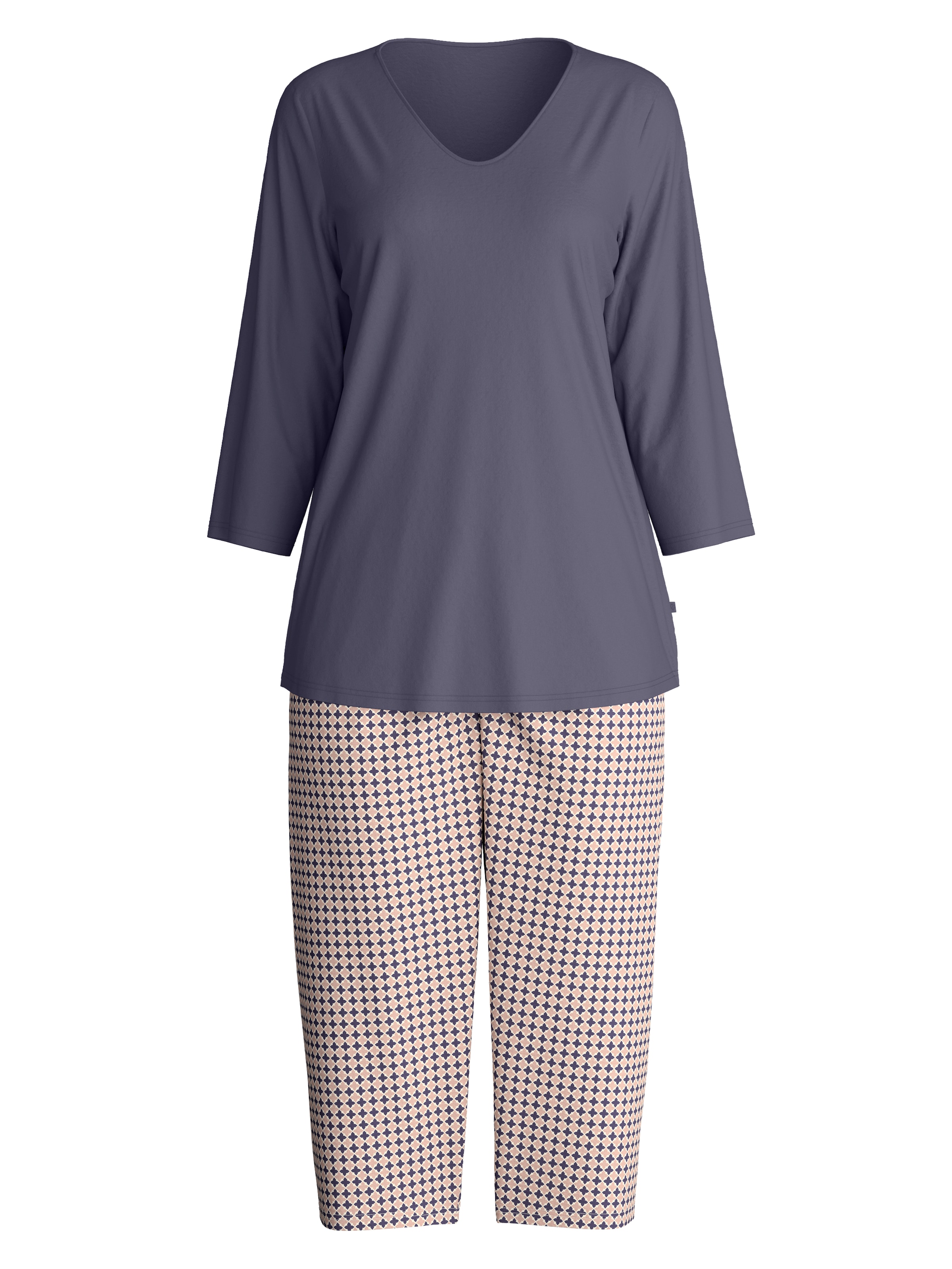 CALIDA Schlafanzug »Graphic Nights« 2 tlg. V-Ausschnitt, Baumwolle, weich, atmungsaktiv