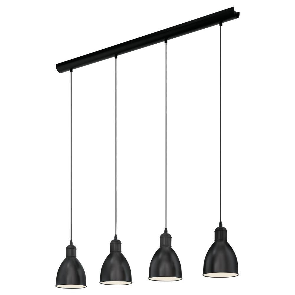 EGLO Pendelleuchte »PRIDDY Hängeleuchte, Pendellampe, Stahl, schwarz, E27, Industrial« E27 Wohnzimmerlampe, Esszimmerlampe, 4 flammig, Vintage, 110x97,5x15,5cm