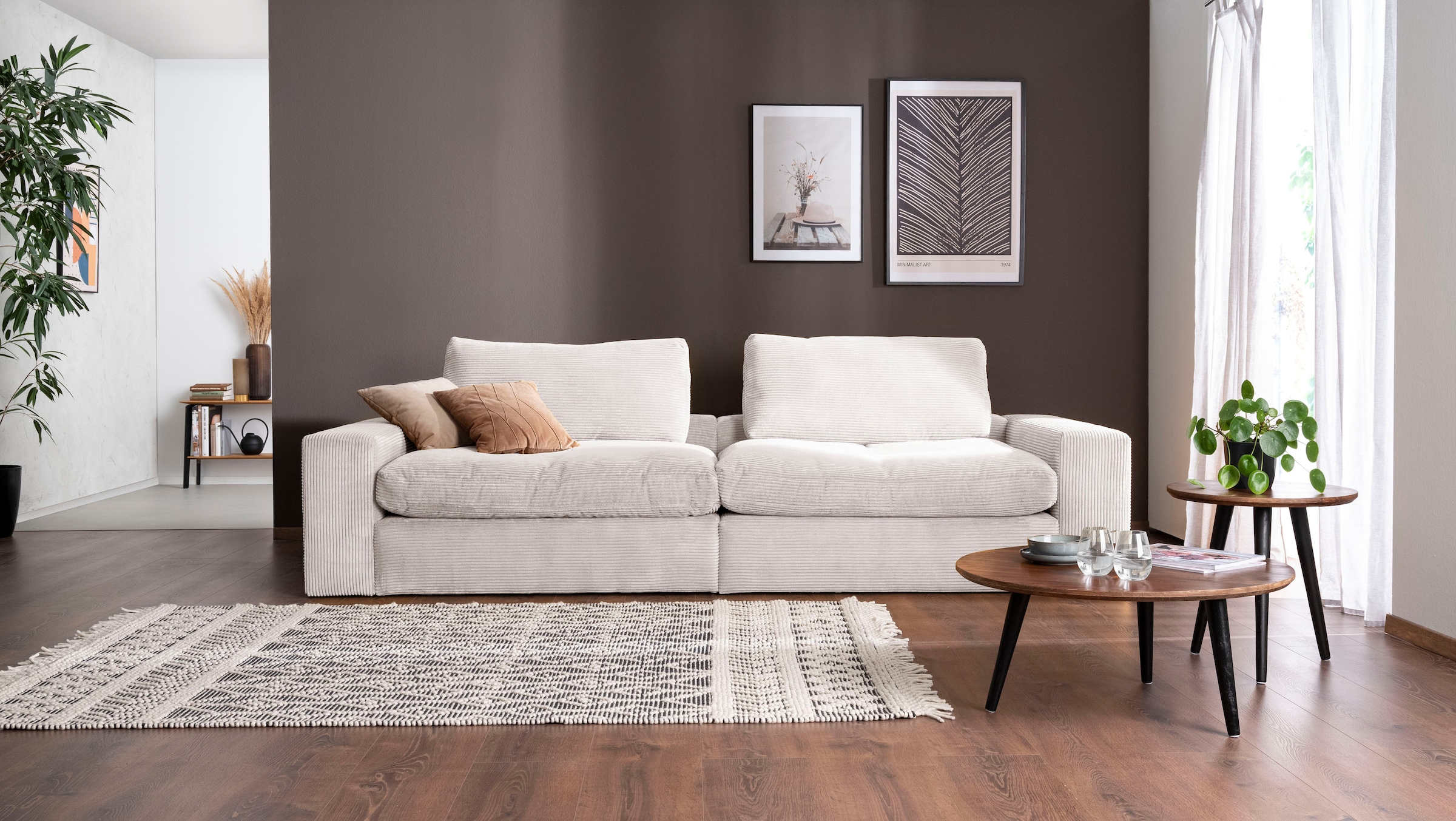 alina Big-Sofa »Sandy«, 256 cm breit und 123 cm tief, in modernem Cordstoff