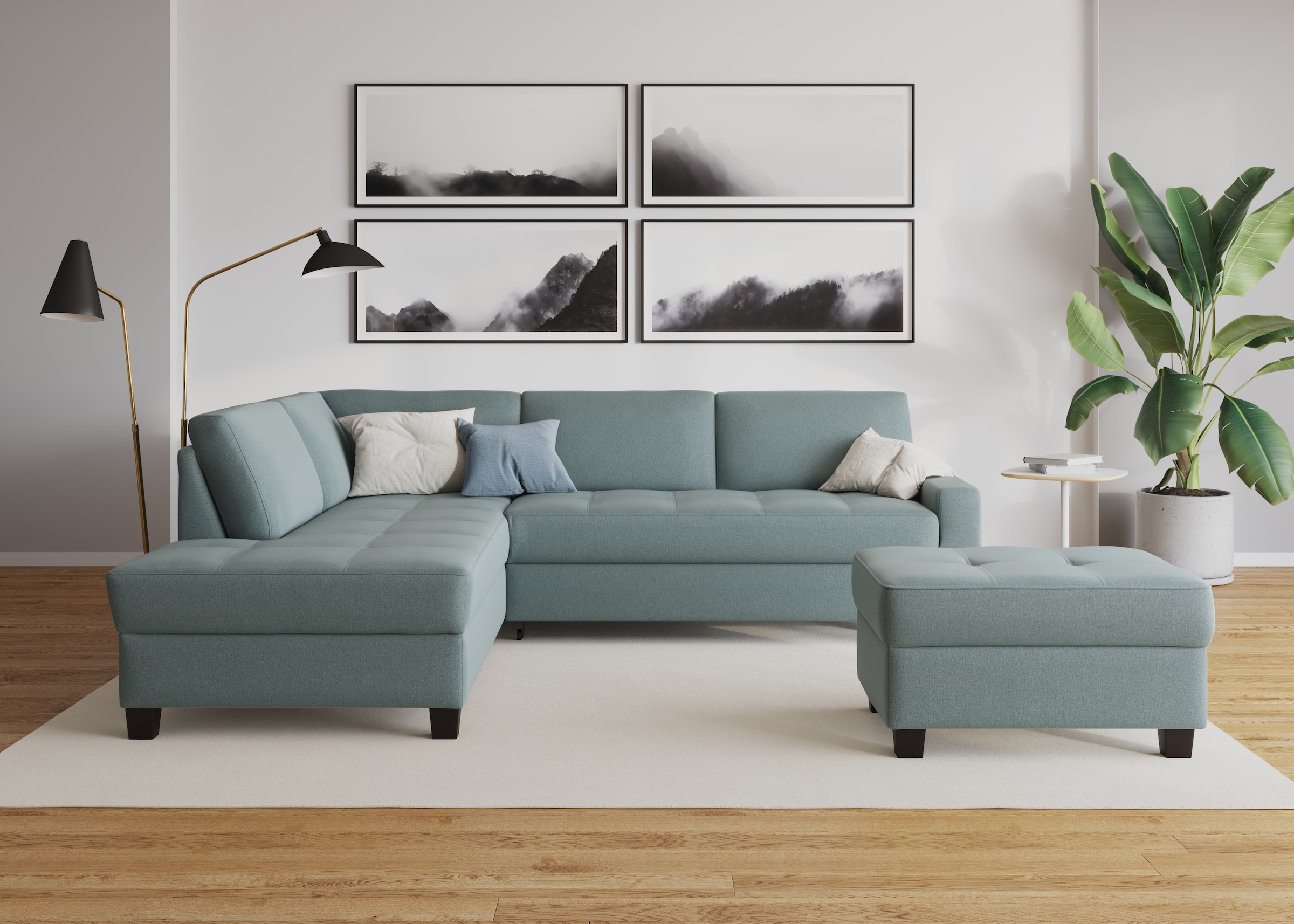 DOMO collection Ecksofa »Florentina zeitlos und elegant, Sitznähte als Designelement, L-Form«, wahlweise mit Bettfunktion, mit Kontrastnaht, Komfortsitzhöhe 47cm