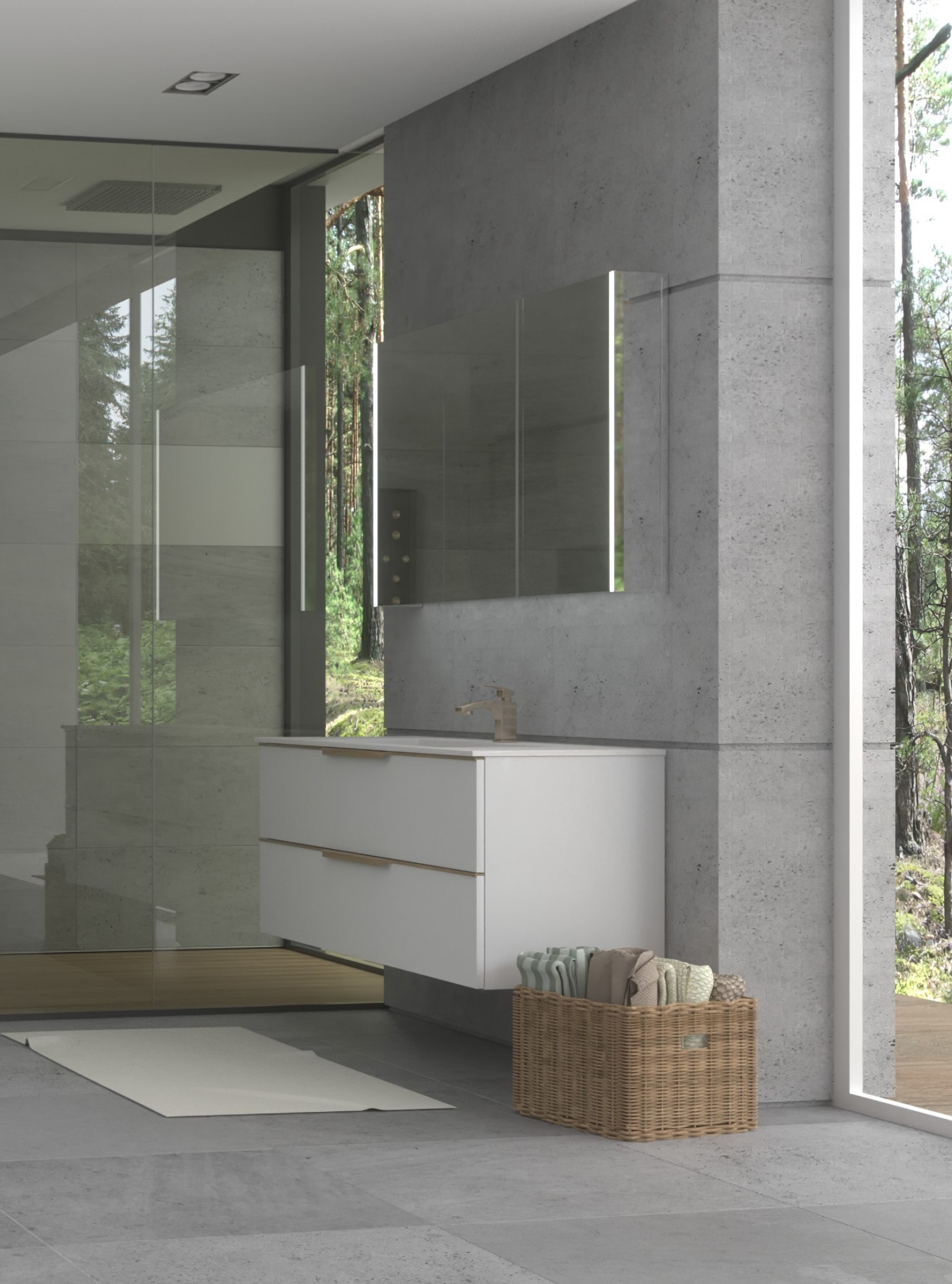 welltime Waschtisch »Amber«, mit CORIAN-Acrylstein Waschbecken, massive Eichendetails