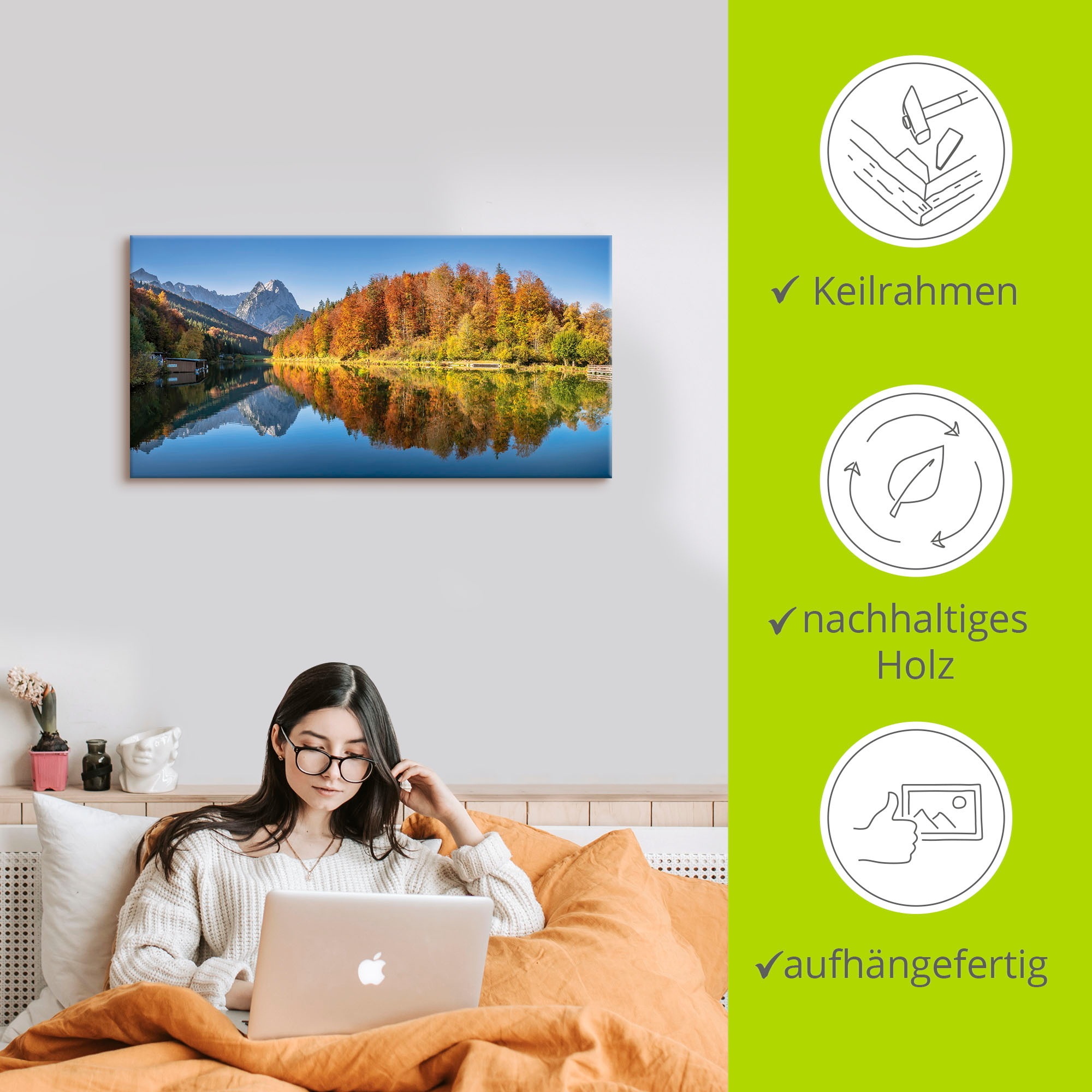 Artland Leinwandbild »Riessersee Bayern« Seebilder 1 Stk. tlg. auf Holzrahmen gespannt