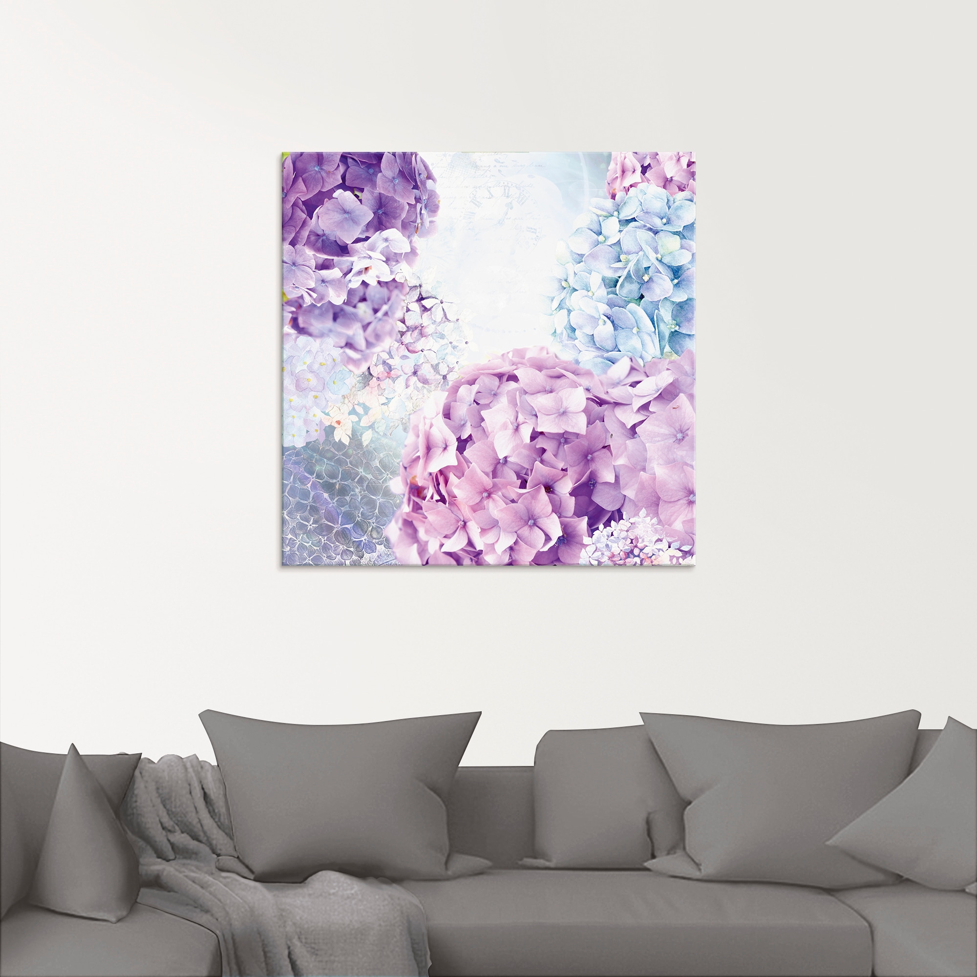 Artland Glasbild »Blau und Pink Hortensie«, Blumen, (1 St.), in verschiedenen Größen