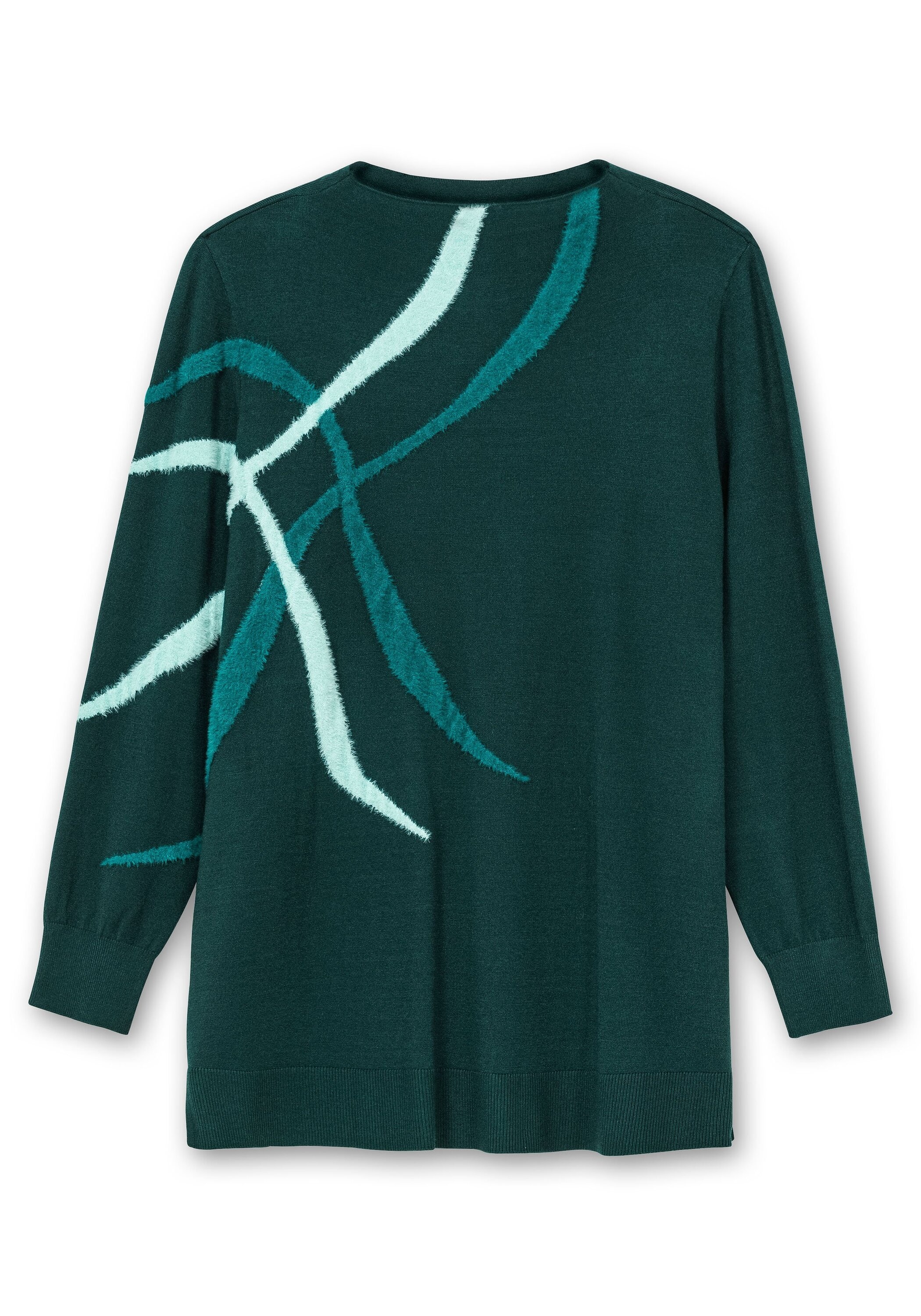 Sheego Stehkragenpullover »Pullover mit Flauschgarn-Intarsien«, mit Flauschgarn-Intarsien