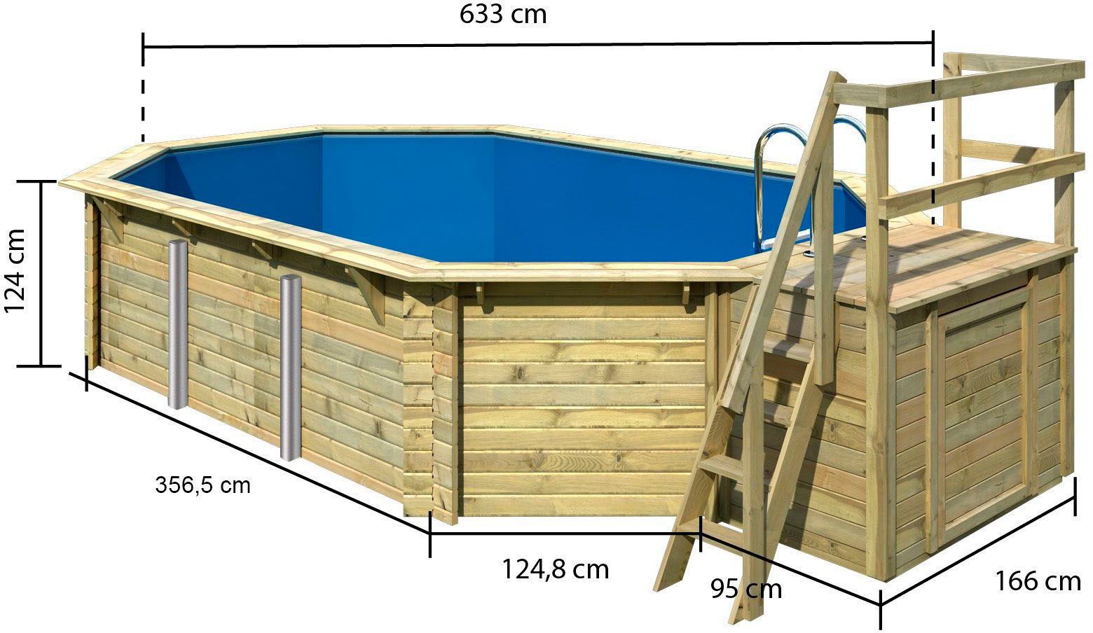Karibu Achteckpool »Palma B« BxLxH: 690x400x124cm, mit Sonnenterrasse