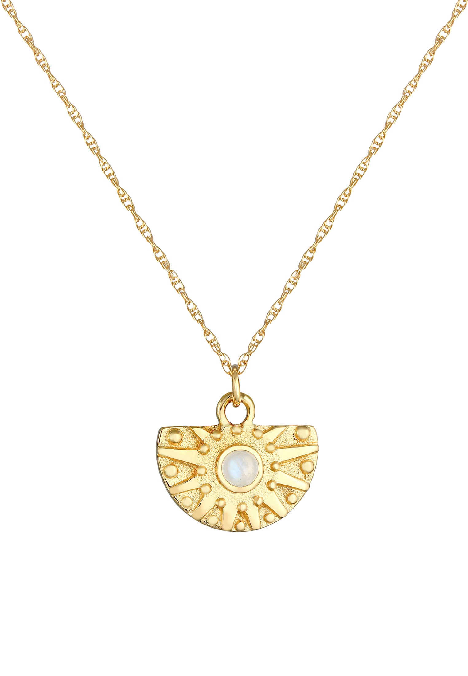Elli Premium Silberkette »Halskette Sonne Antik Mondstein Kette Gedreht 925 Silber«