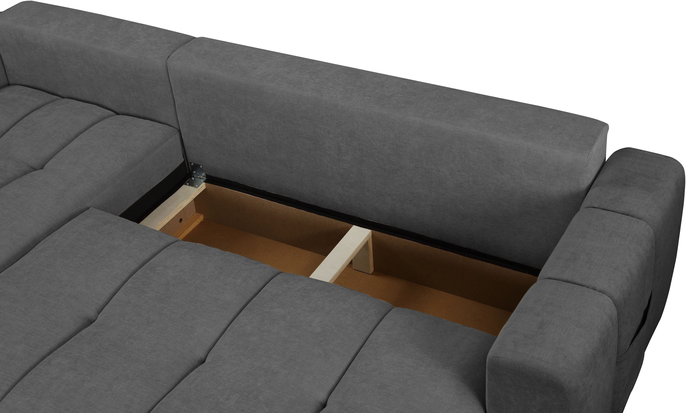 OTTO home Ecksofa »YLVAA L-Form, 241 cm - OTTO. Verlässliche Qualität.« Schlaffunktion (132/200), Bettkasten, Feinstruktur-Bezug